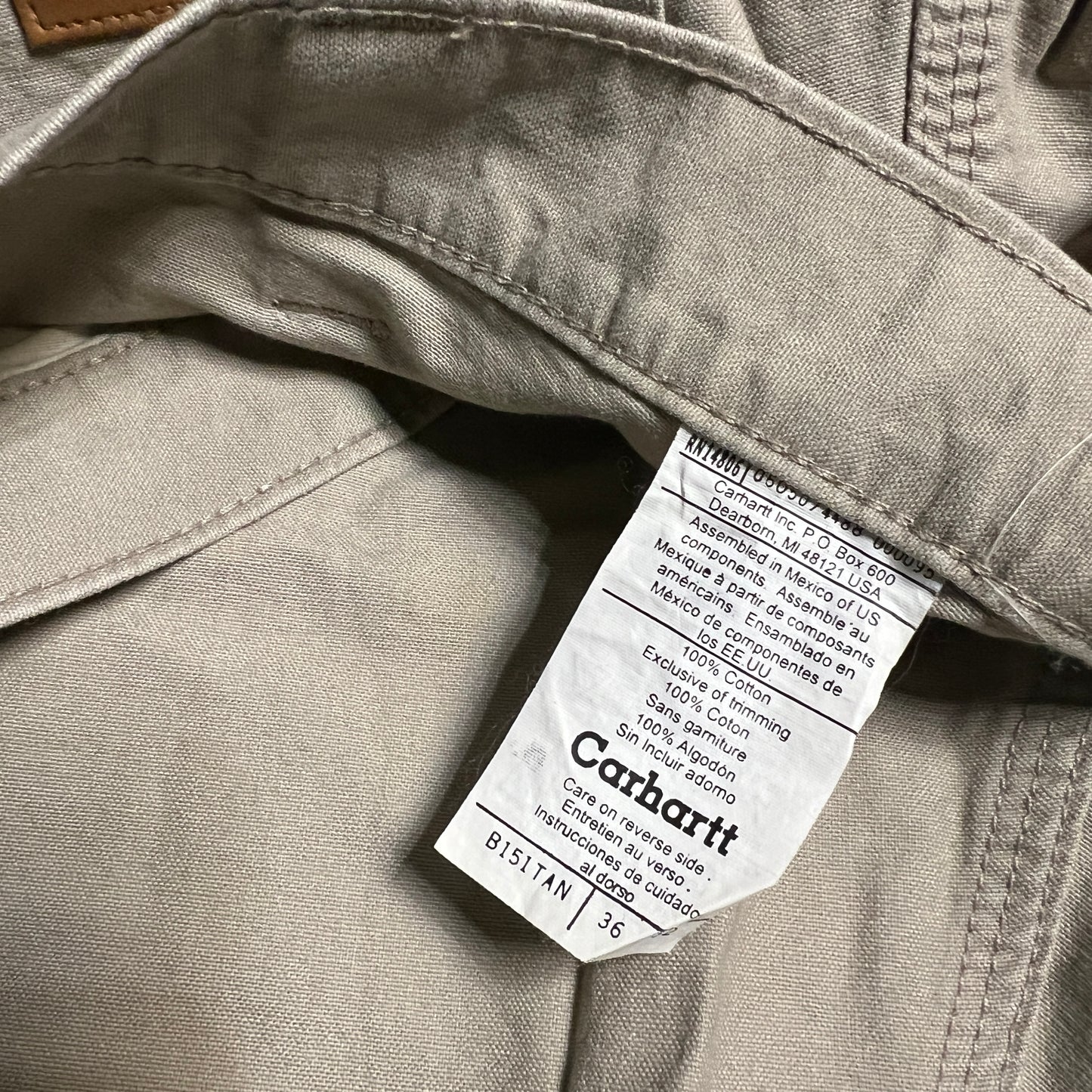 Carhartt Tan Work Pants Size 36x32 USED v10705