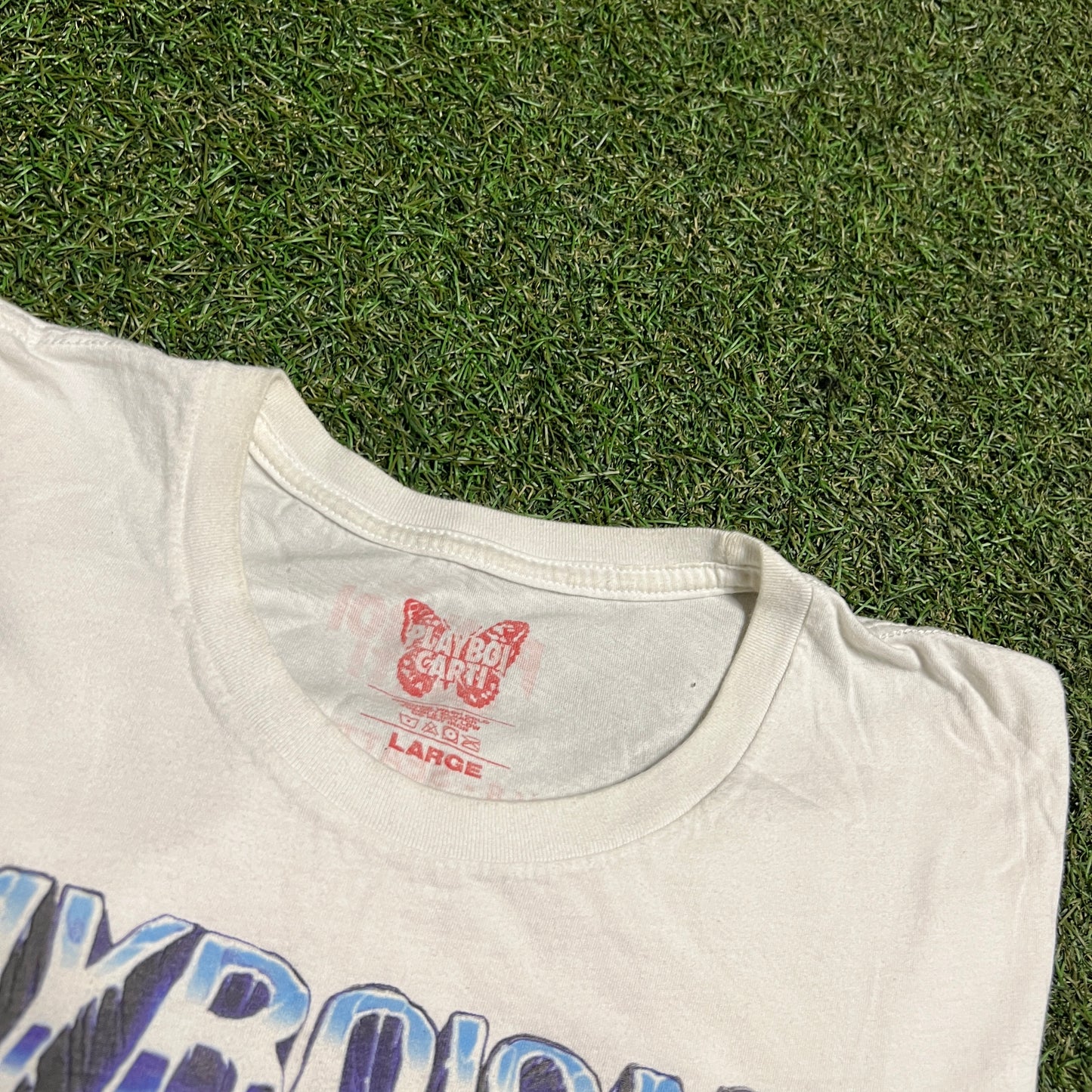 2017 Playboi Carti Tour Spraypaint White Tee Size Large USED x12585