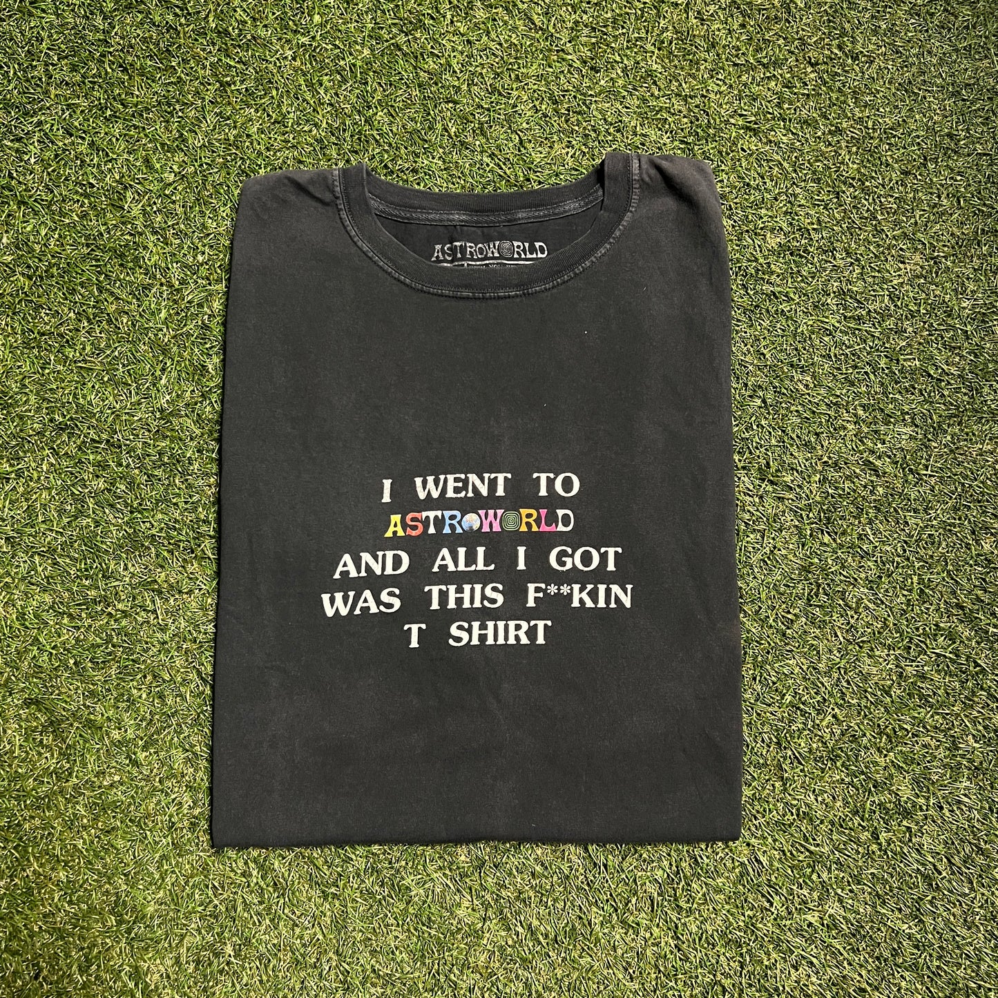 Travis Scott Astroworld I went to Astroworld Black Tee Size Large USED x11706