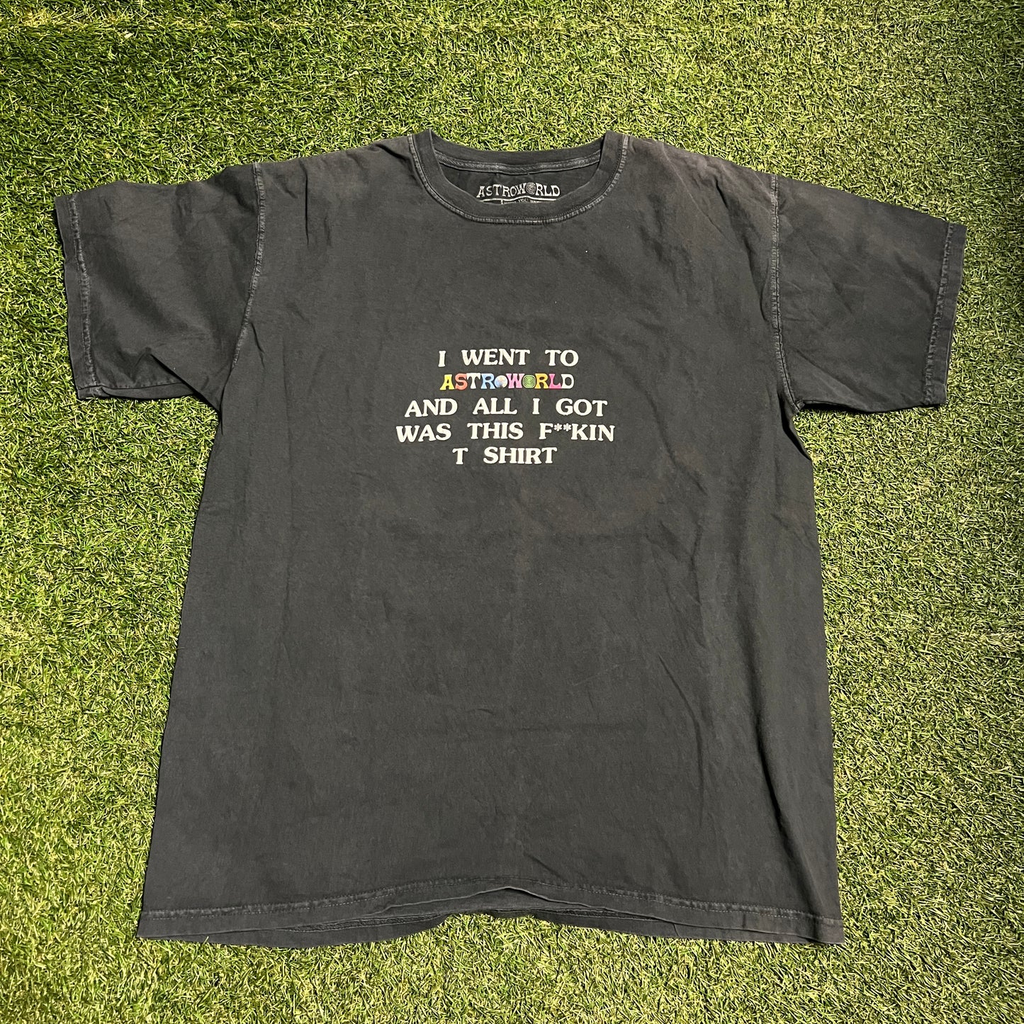 Travis Scott Astroworld I went to Astroworld Black Tee Size Large USED x11706