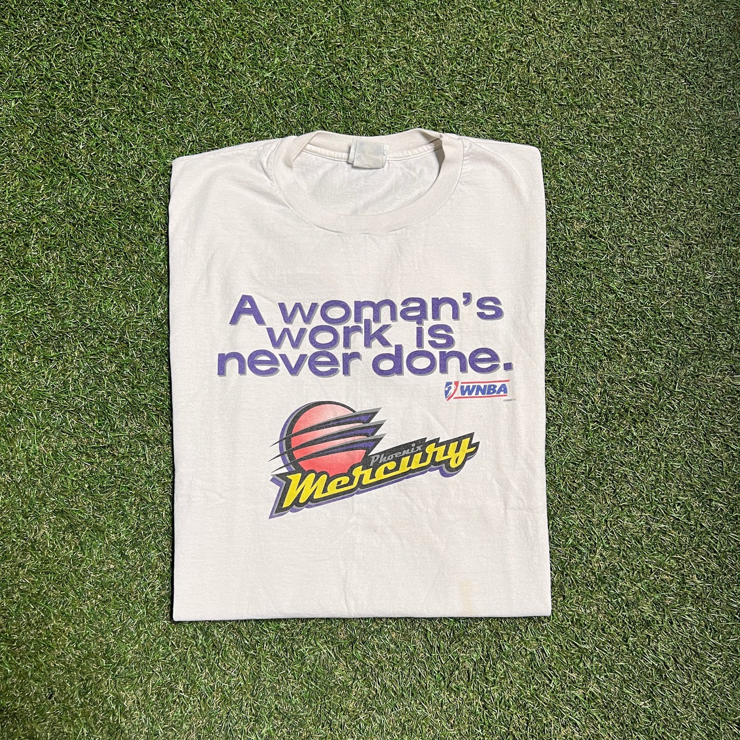 2000s Champion WNBA Phoenix Mercury A Womens Work White Tee Size Large USED v14188