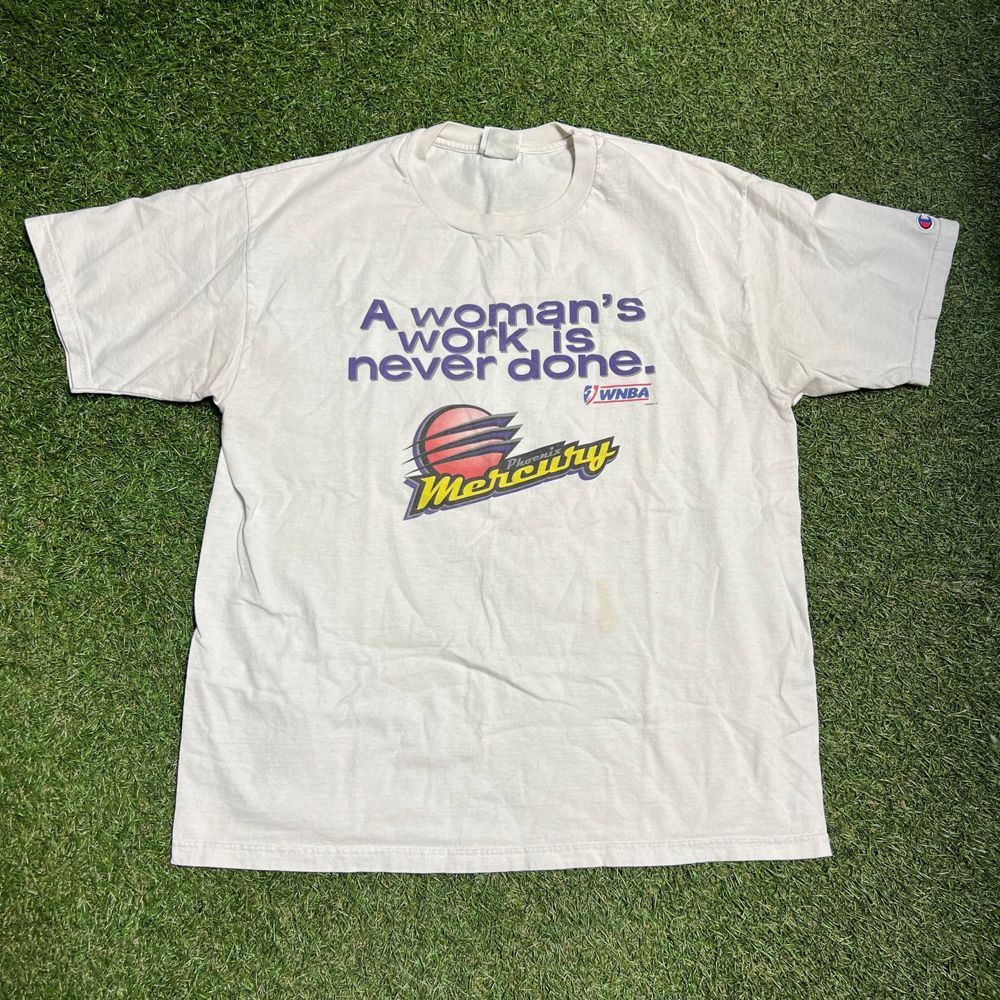 2000s Champion WNBA Phoenix Mercury A Womens Work White Tee Size Large USED v14188