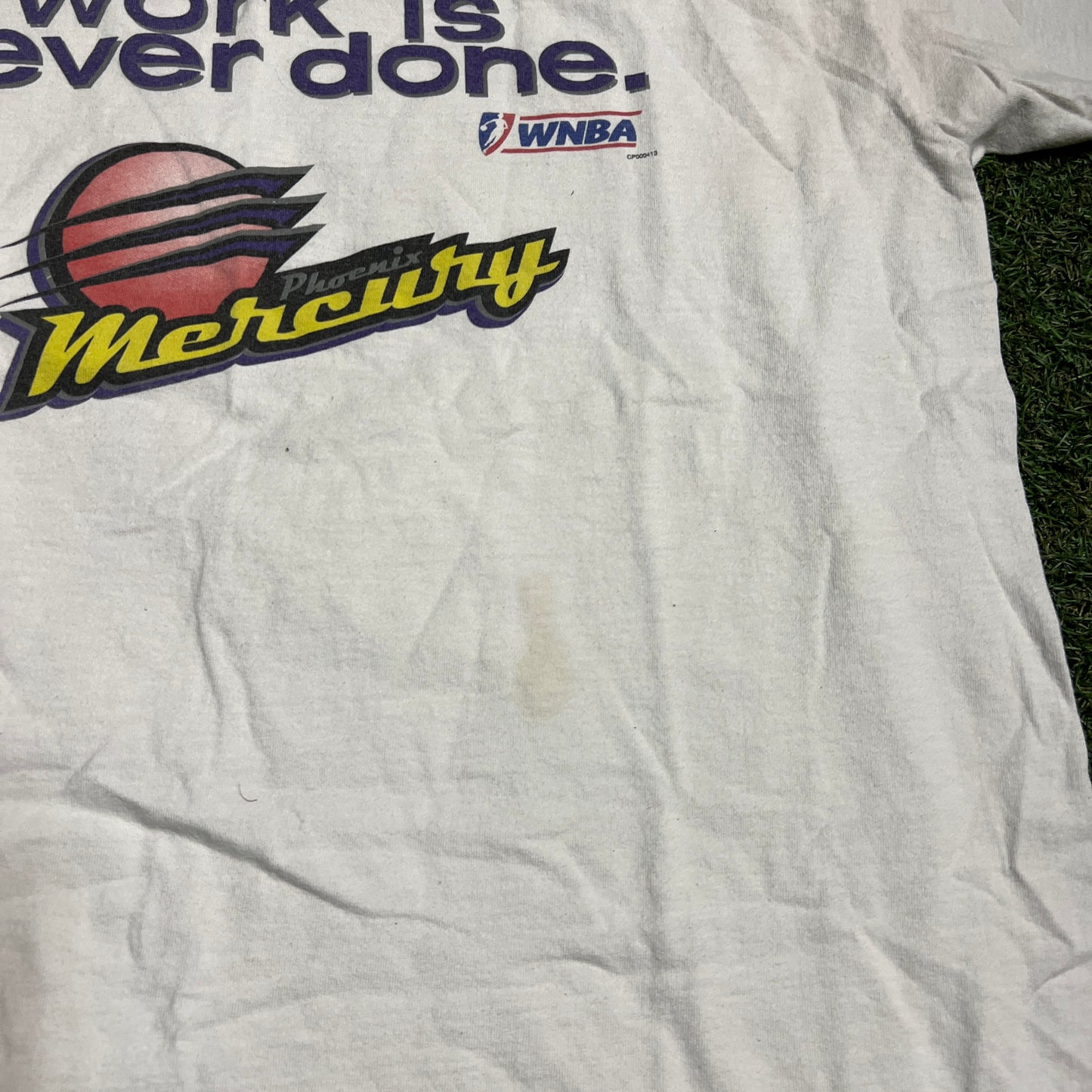 2000s Champion WNBA Phoenix Mercury A Womens Work White Tee Size Large USED v14188