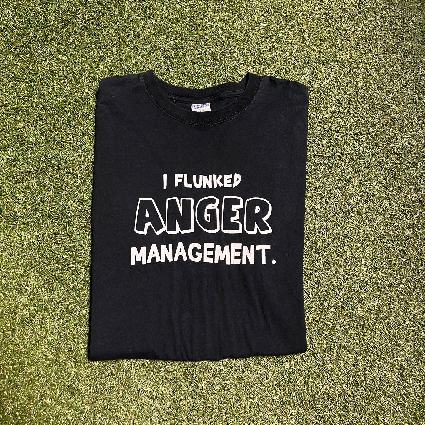 I Flunked Anger Management Black Tee Size Large USED v12220