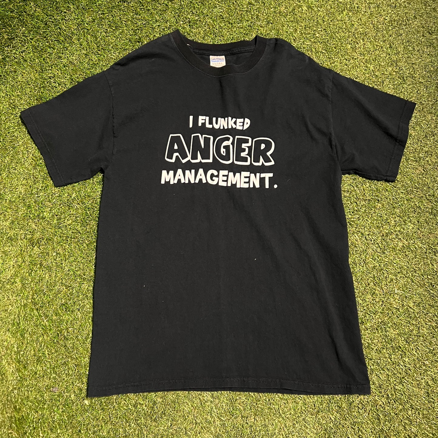 I Flunked Anger Management Black Tee Size Large USED v12220