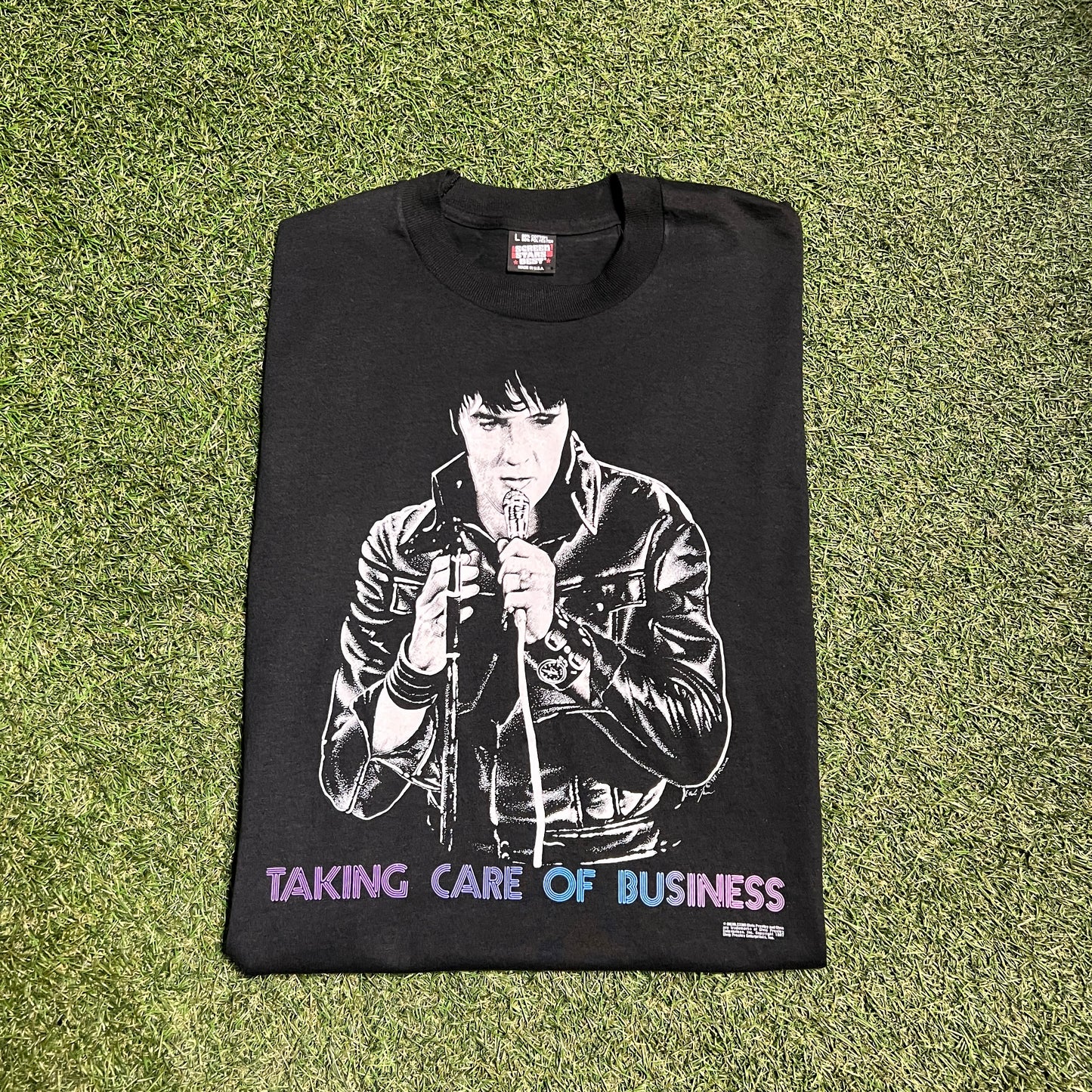 Elvis Taking Care of Business 1987 Tee Size Large USED v1729