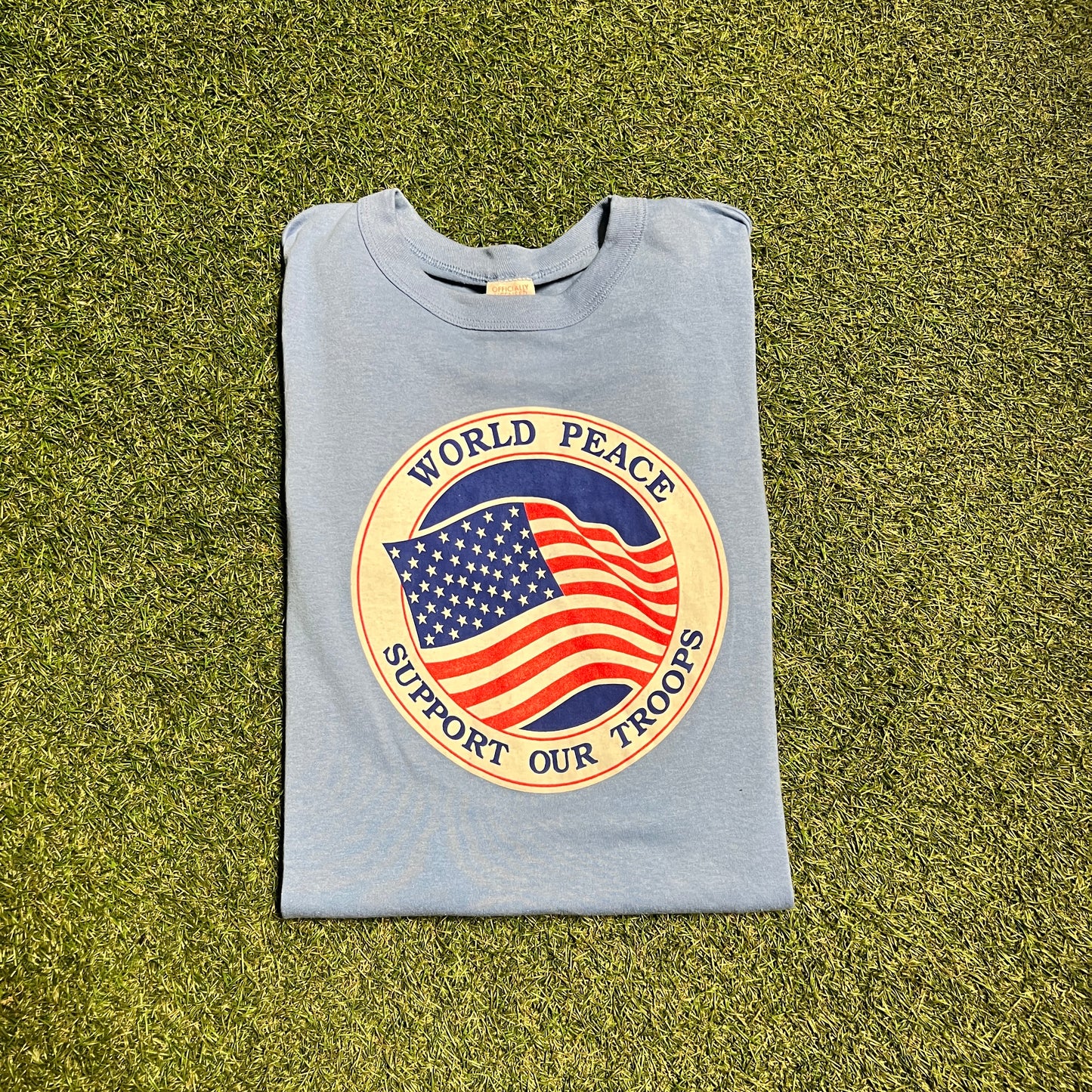 World Peace Support Our Troops Tee Blue Size Large USED v6520