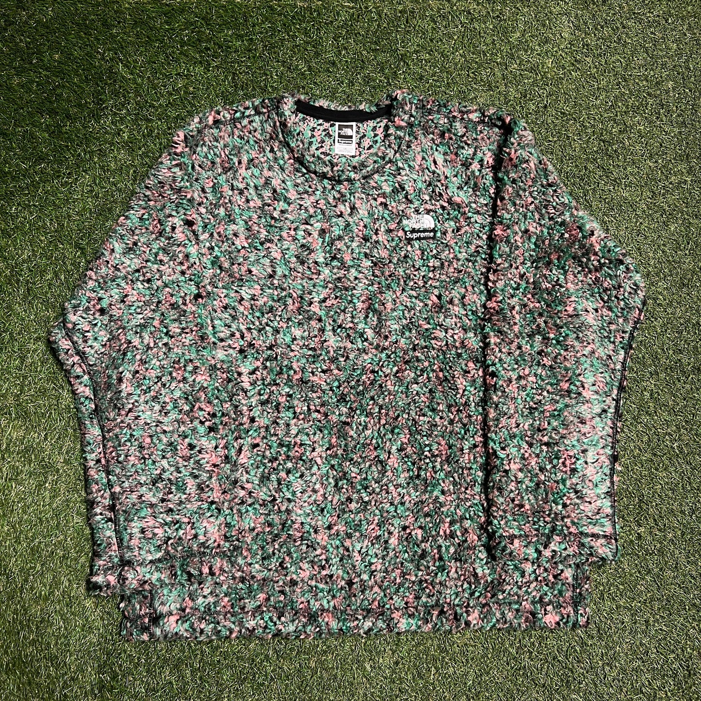 Supreme SS23 TNF High Pile Fleece Green Crewneck Size Large NEW x8855