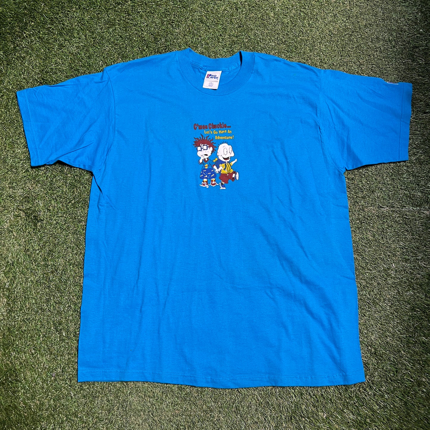 Rugrats C'mon chuckie... tee blue pro player tag Size XL USED v12466