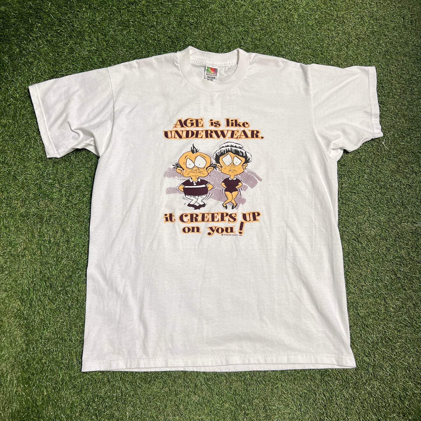 1994 Starline Pacific Underwear White Tee Size XL Used V12092