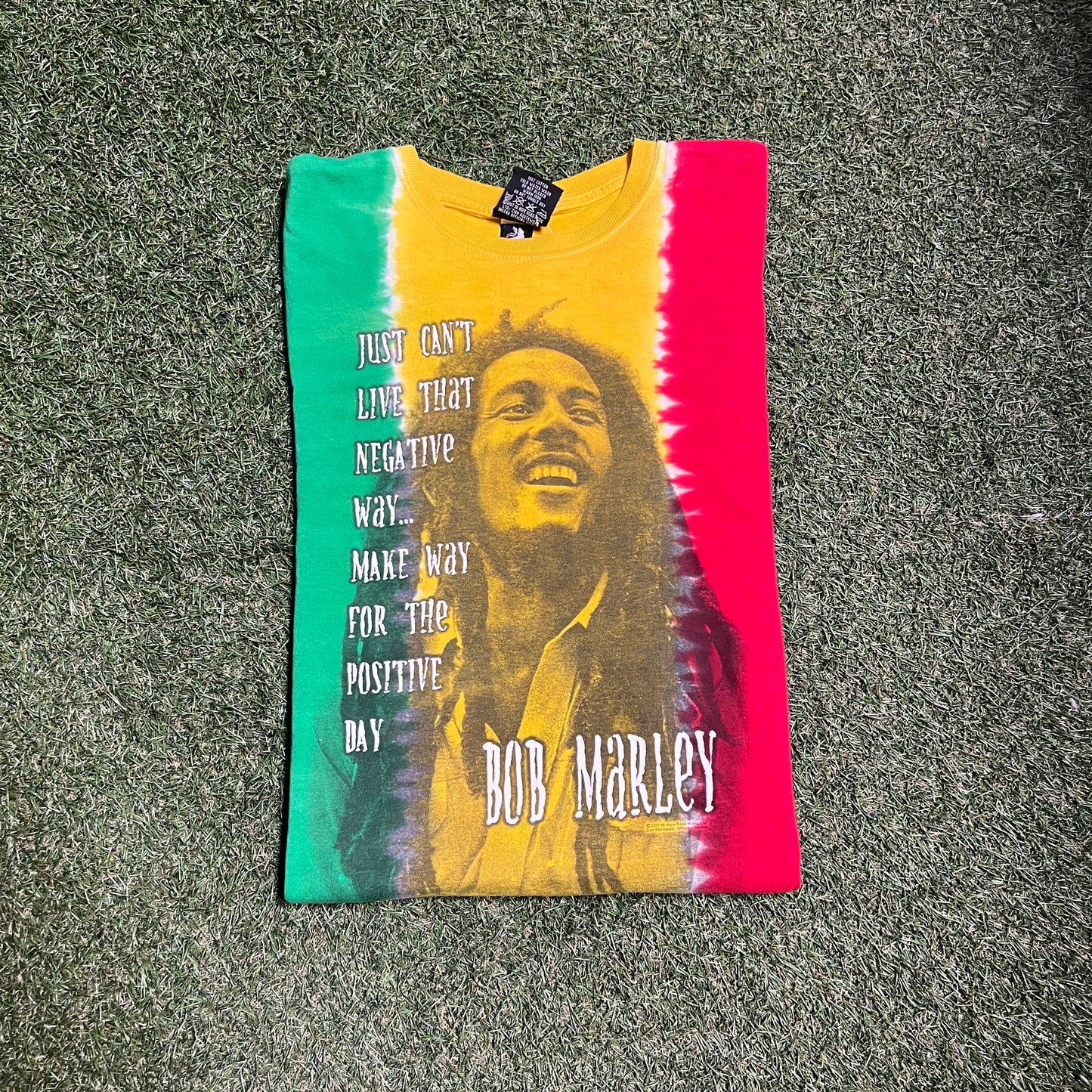 Bob marley just can't live that negative way tie dye tee Size XL USED v13365