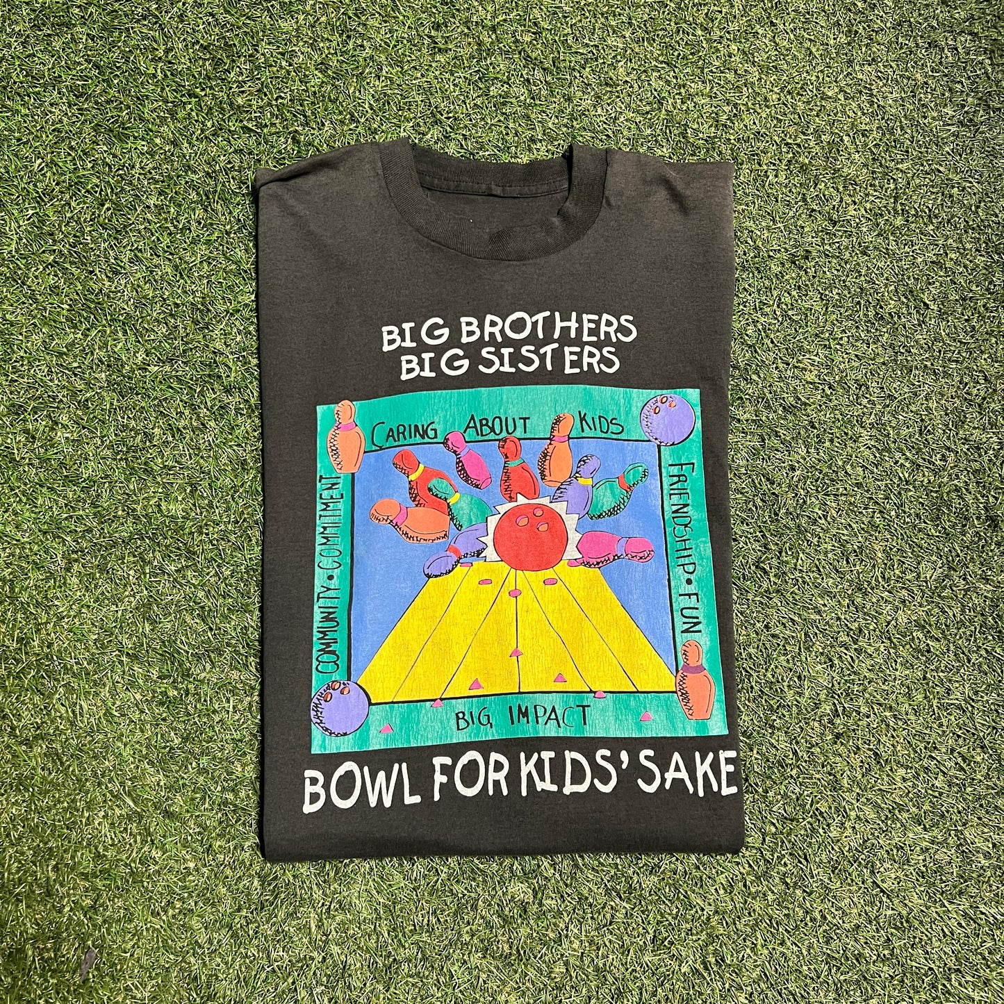 90's Bowling ' Bowl For Kids Sake' Tee Size XL USED v12733