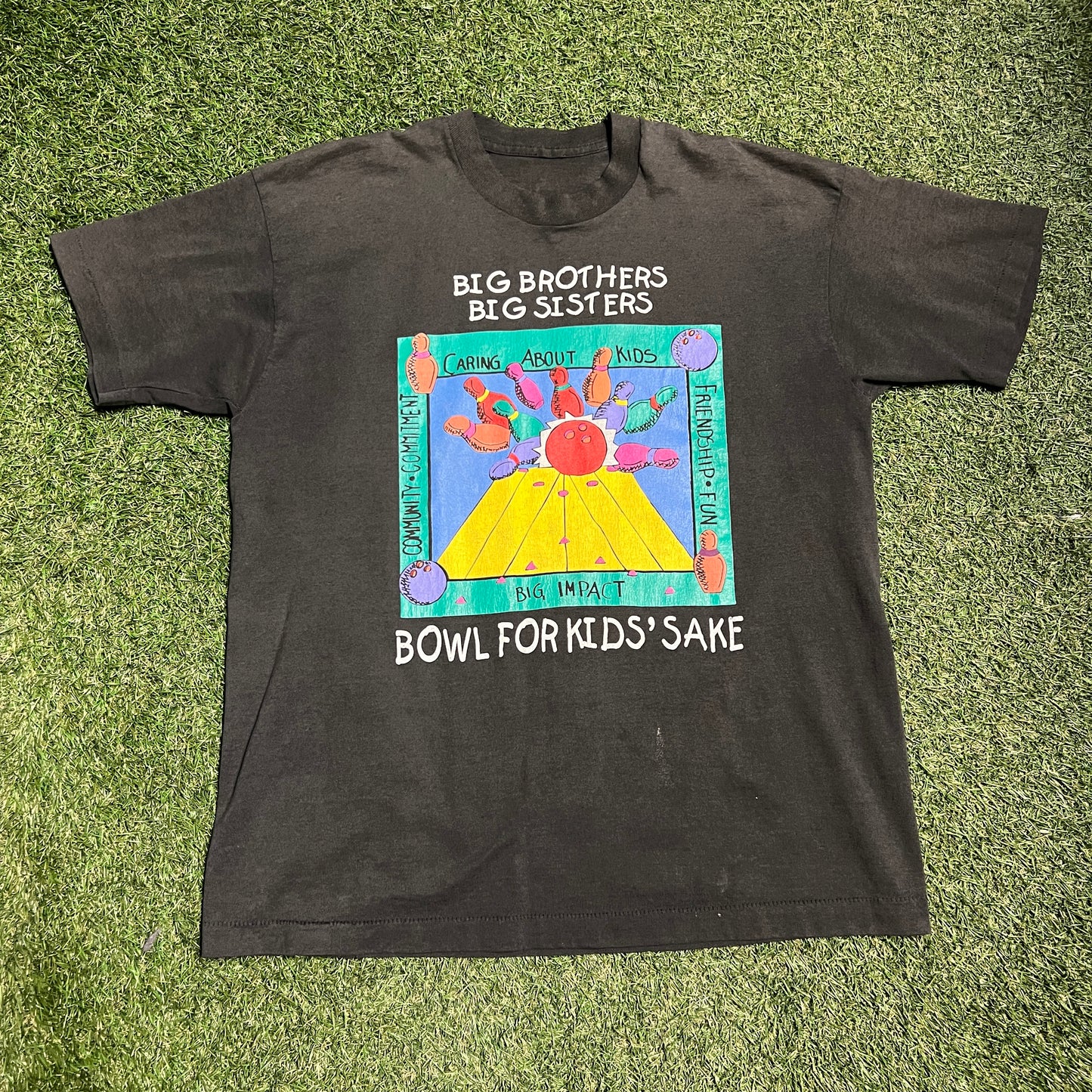 90's Bowling ' Bowl For Kids Sake' Tee Size XL USED v12733