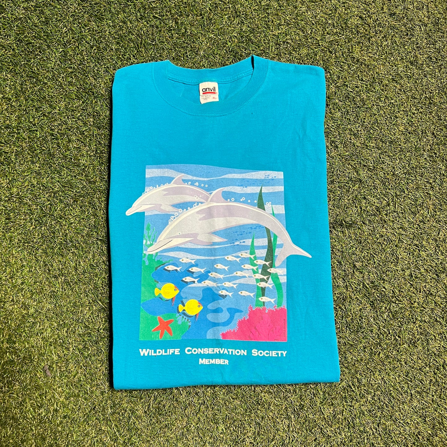 2000s Wildlife Conservation Society Member Dolphin Blue Tee Size XL USED V12746