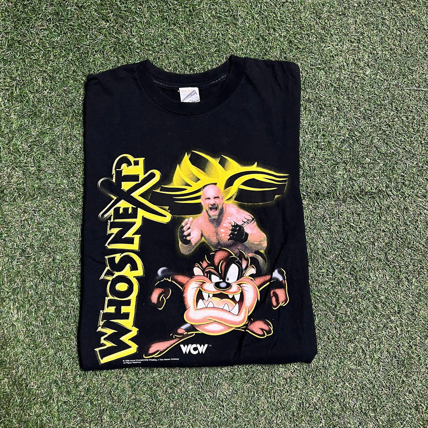1999 WCW Taz Goldberg Whos Next Black Tee Size XL USED v15245
