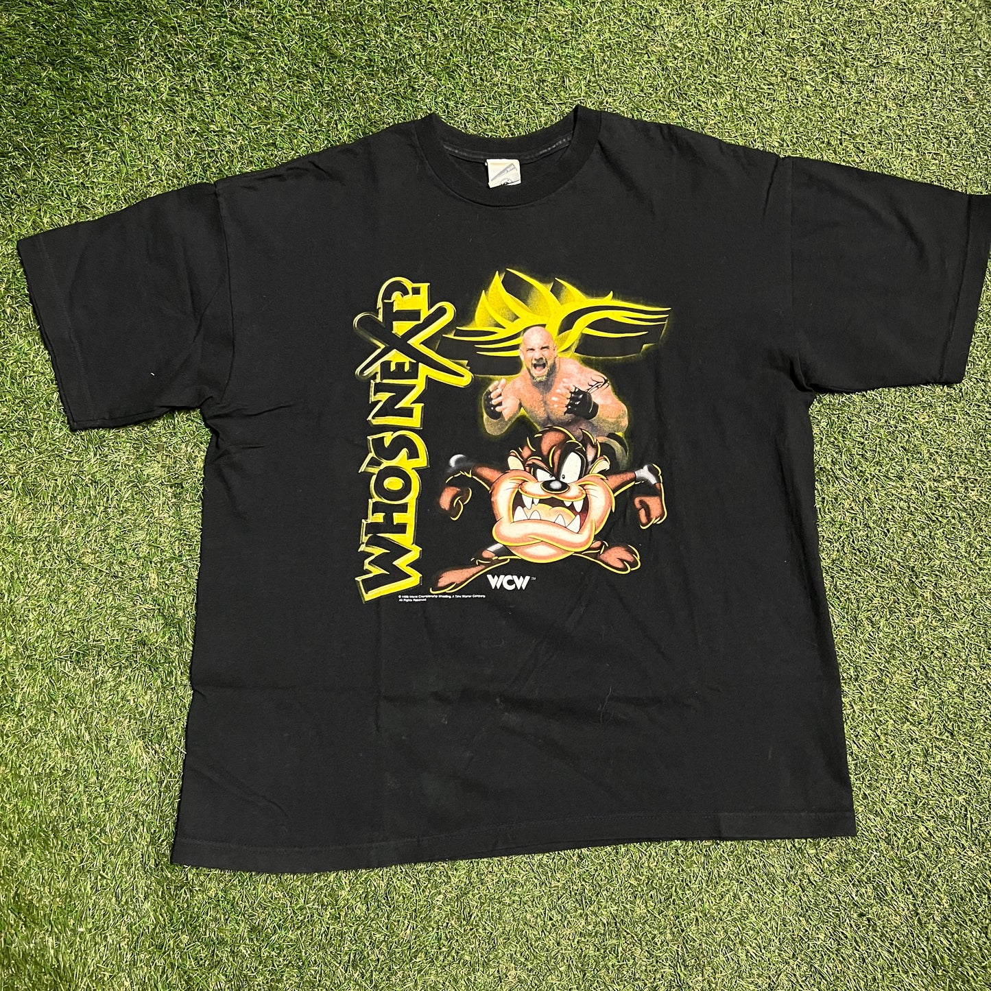 1999 WCW Taz Goldberg Whos Next Black Tee Size XL USED v15245