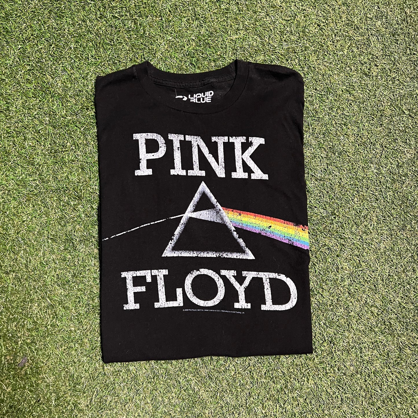 2010's Liqiud Blue Pink Floyd Black Tee Size XL USED v12571
