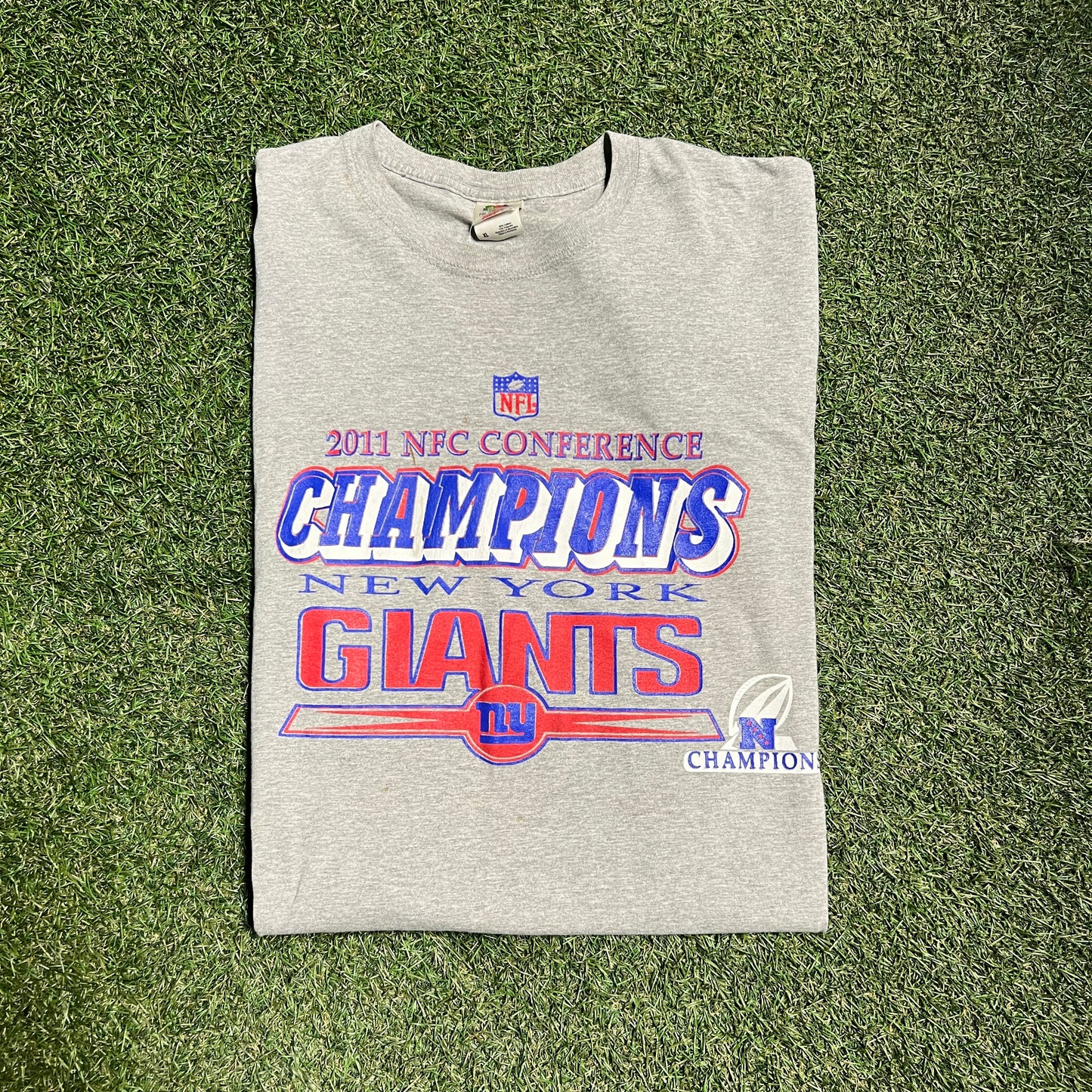 2011 Giants NFC Conference Championship Grey Tee Size XL USED v12586