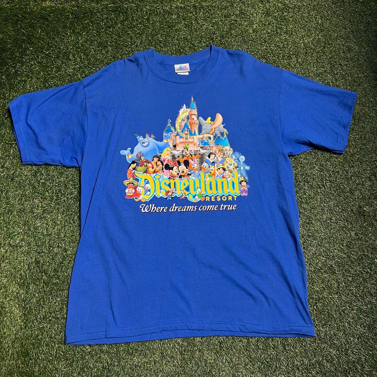 2000 Disneyland resort Where Dreams Come True Tee Blue Size XL USED v4127