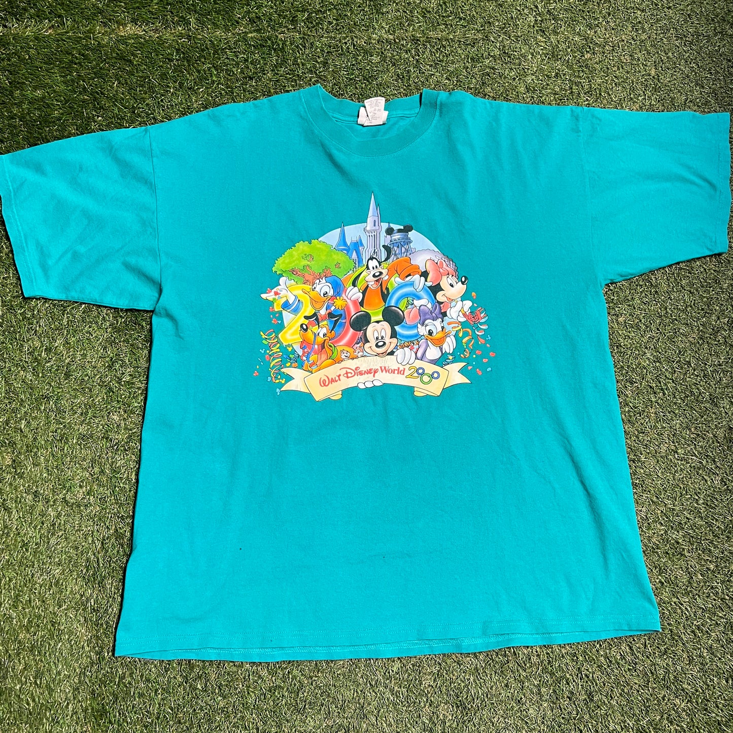 Walt Disney World 2000 Tee Teal Size XL USED v4125