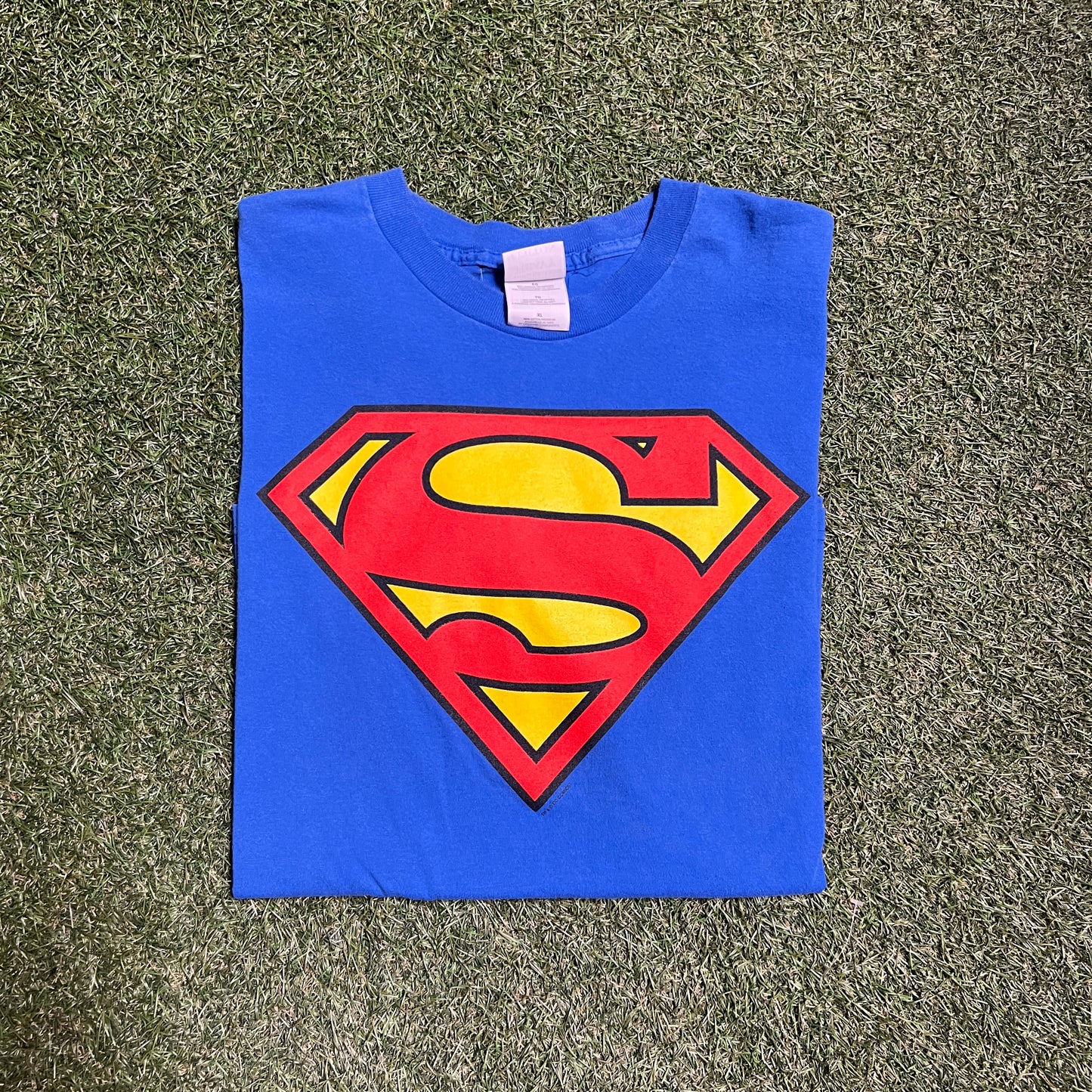 Superman Classic Middle Logo Tee Blue/Red Size XL Used V6512