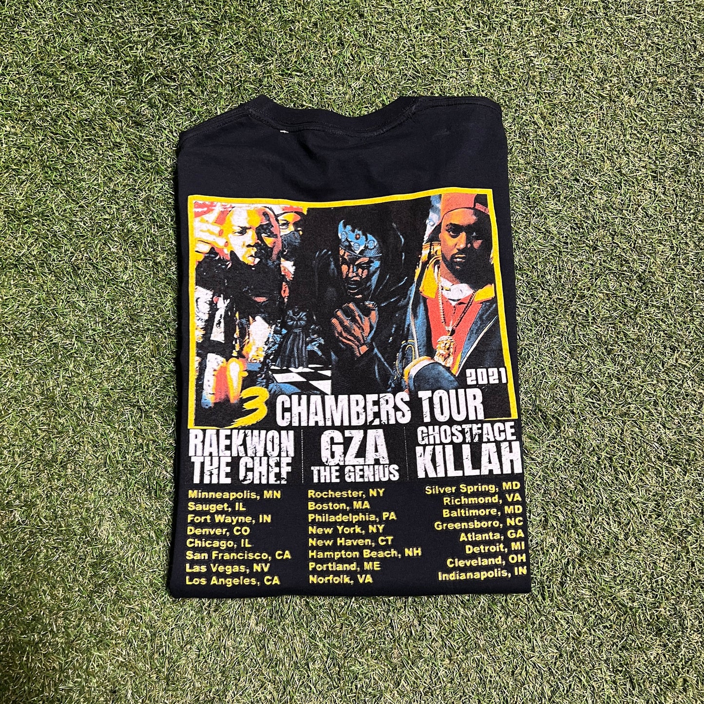 Wu tang Bootleg 3 chambers Tour Tee Black Size Large NEW v9221
