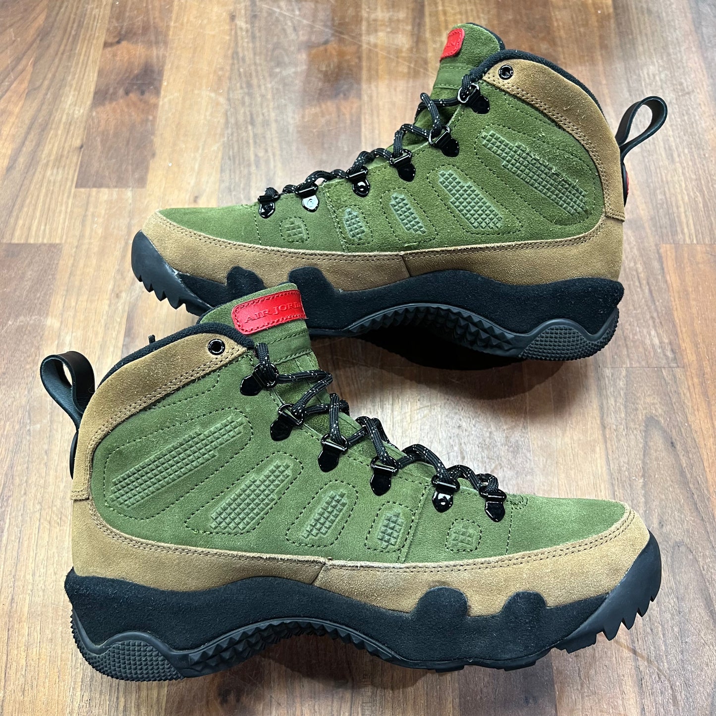 Jordan 9 Retro Boot NRG Military Brown Legion Green Size 9.5 USED S16128