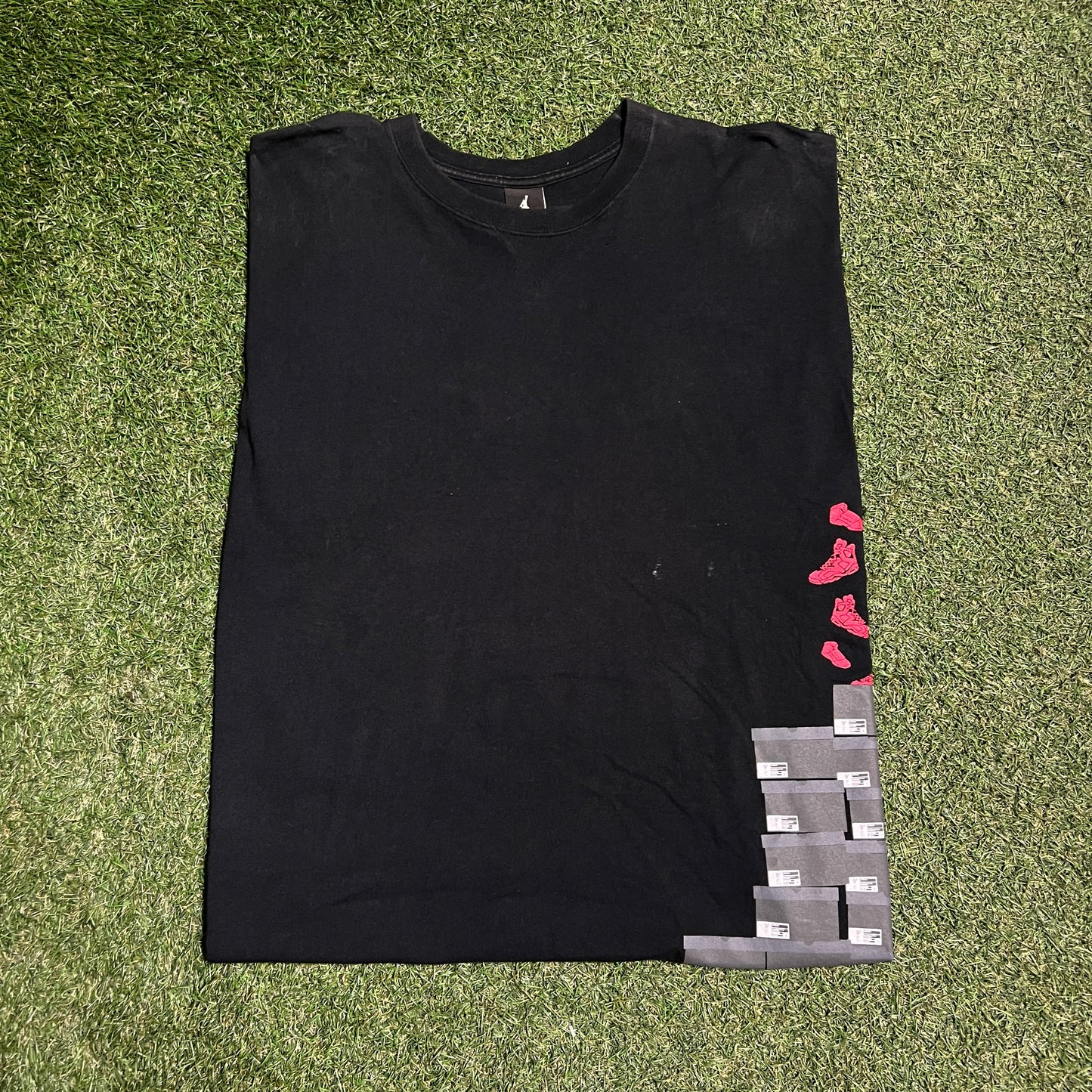 Y2K Jordan Stack of Shoe Boxes Black Tee Size XL USED v15253