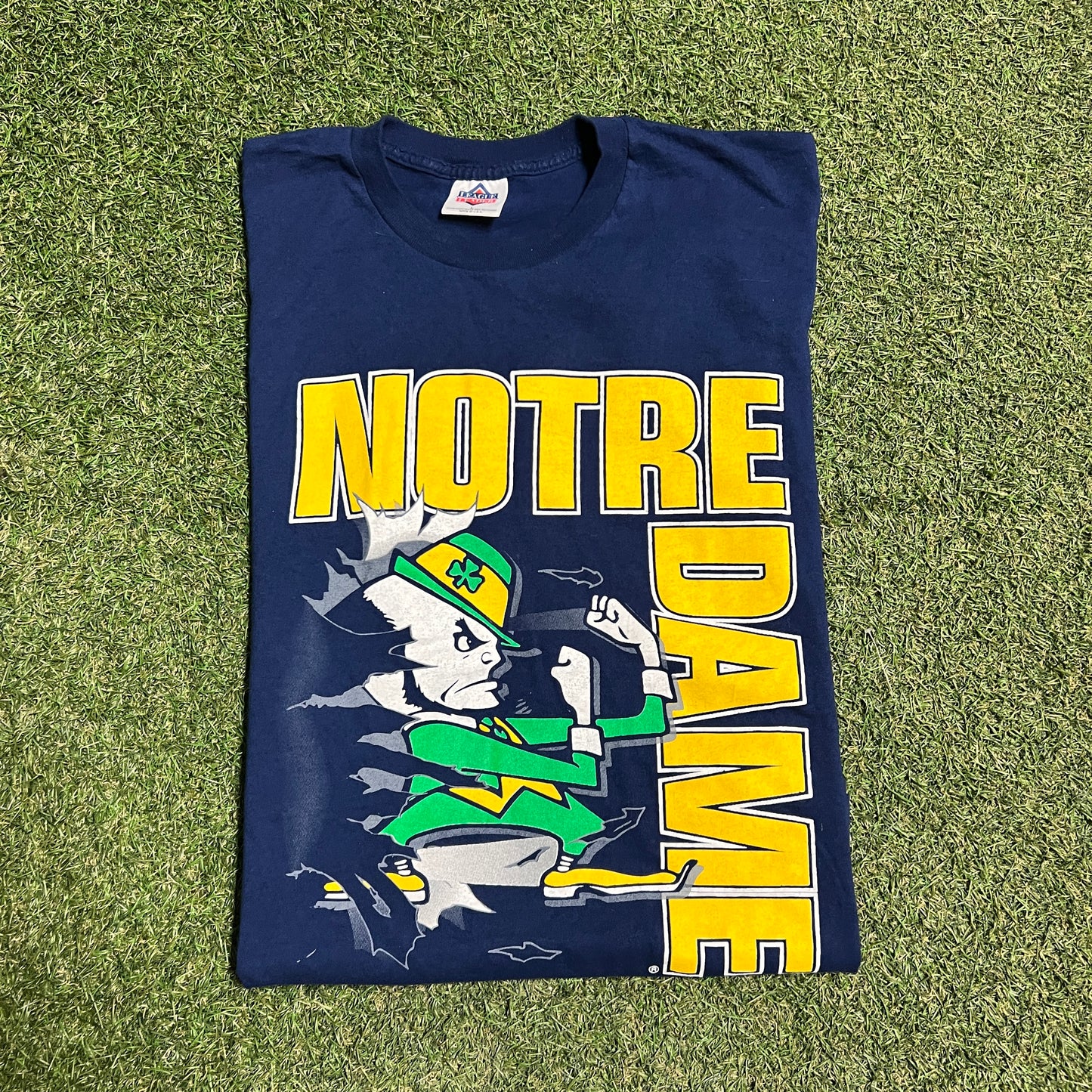1990s Notre Dame Fighting Irish Navy Blue Tee Size Large USED v15248