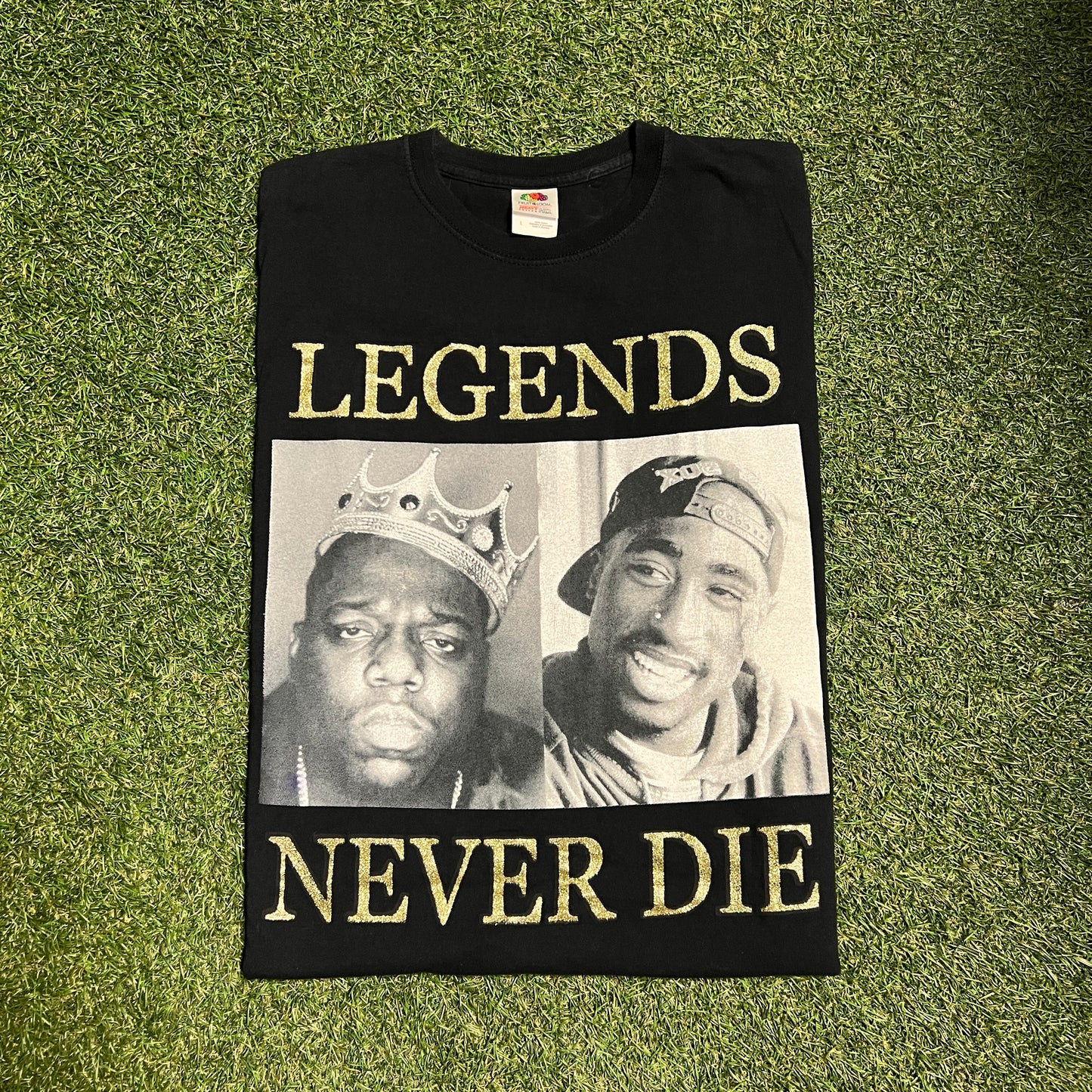 2000's Biggie Tupac Tee Black Size Large USED v12548