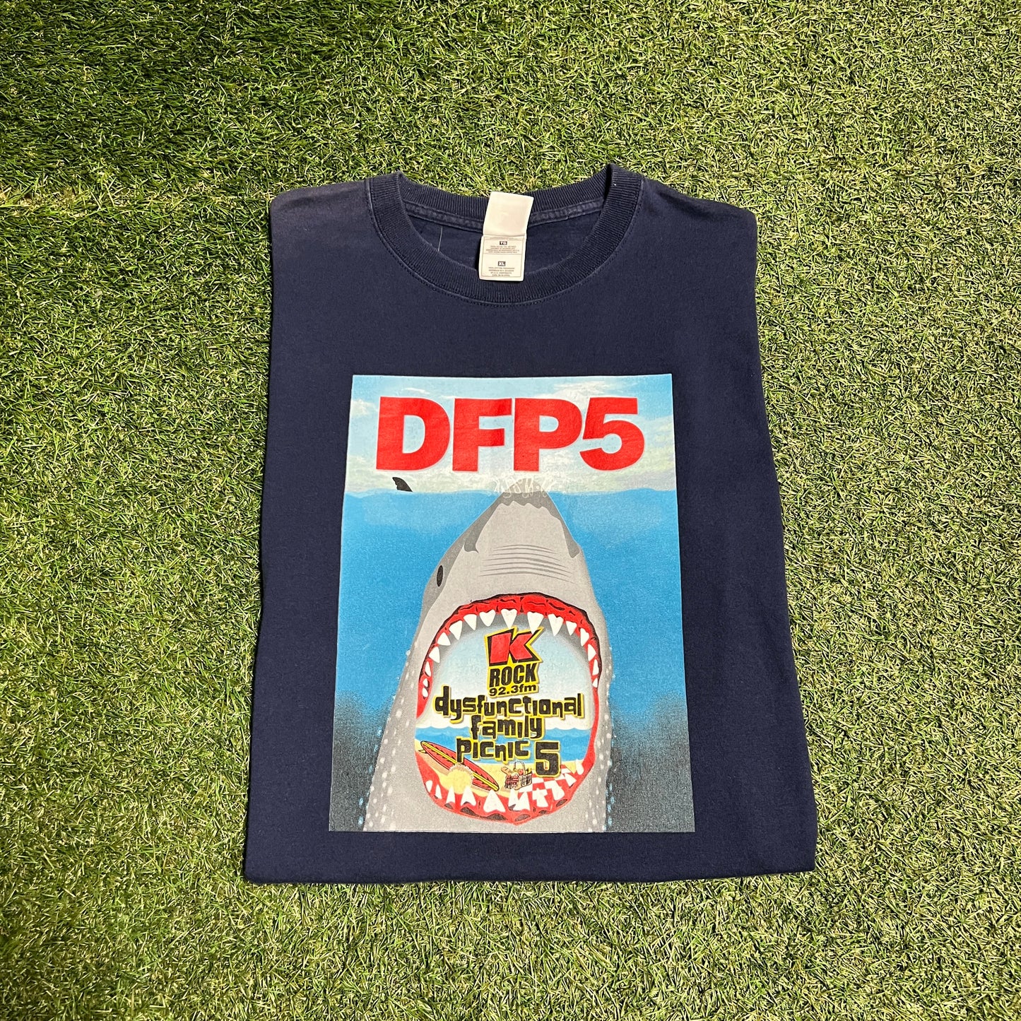 Jaws DFP5 Rock 92.3 FM Concert 2001 Tee Blue Size XL Used