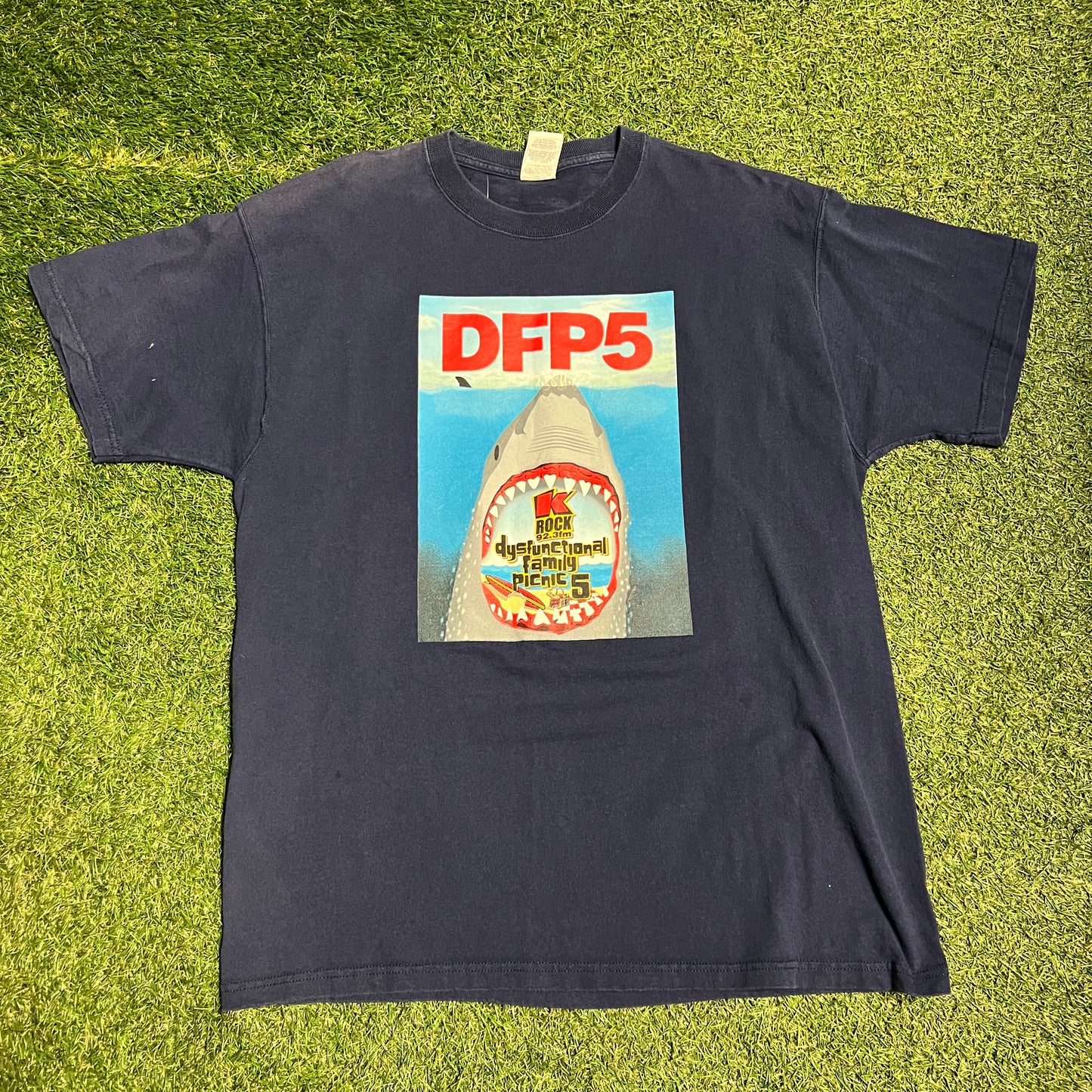 Jaws DFP5 Rock 92.3 FM Concert 2001 Tee Blue Size XL Used