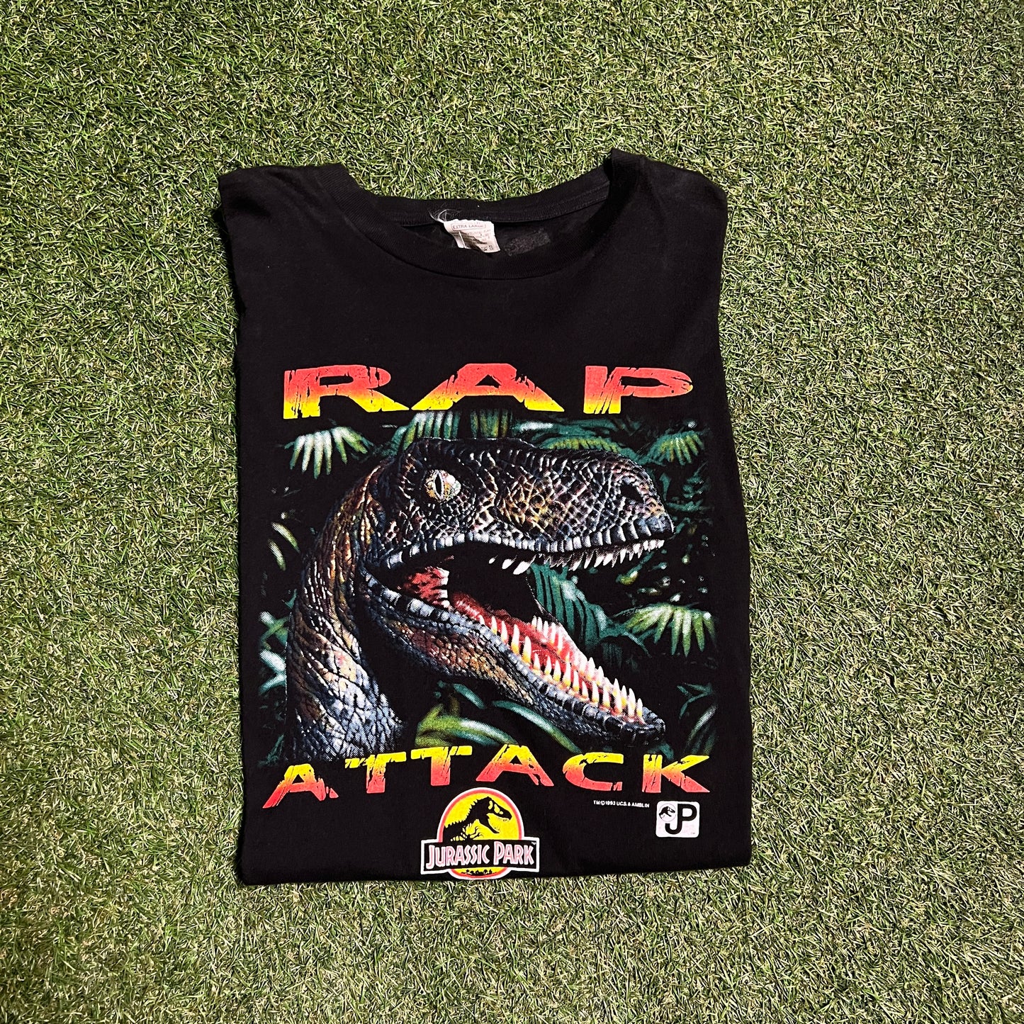 Jurassic Park 1993 Rap Attack Tee Size XL USED v3890