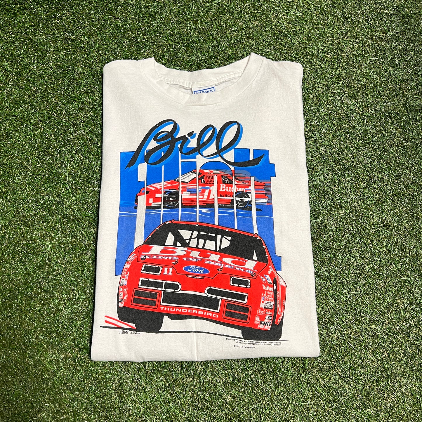 1993 bill elliott bud king of beers tee white Size XL USED v13193