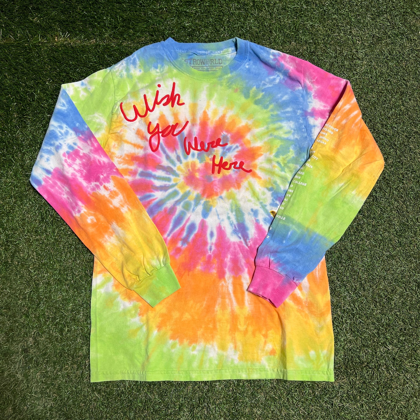 Travis Scott Astroworld Tour Tie Dye Longsleeve Size Small USED x12728