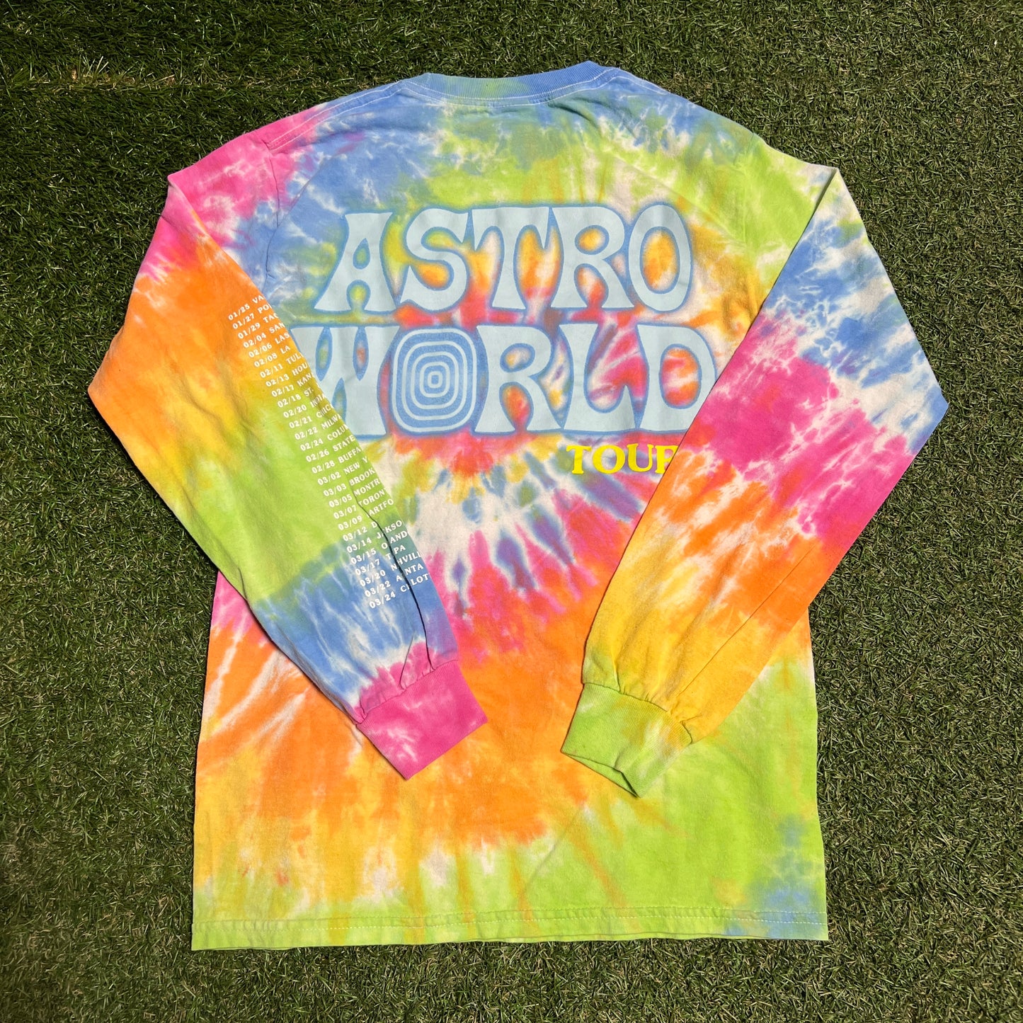 Travis Scott Astroworld Tour Tie Dye Longsleeve Size Small USED x12728