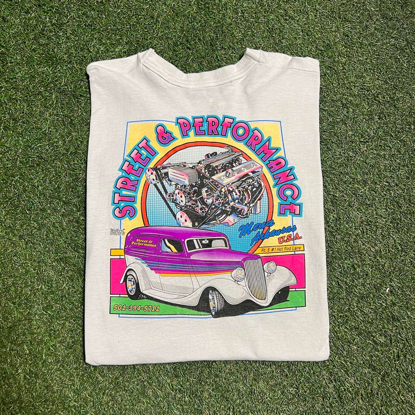Cruzin Columbus Racing Tee 1990s White Tee Size XXL USED v11668