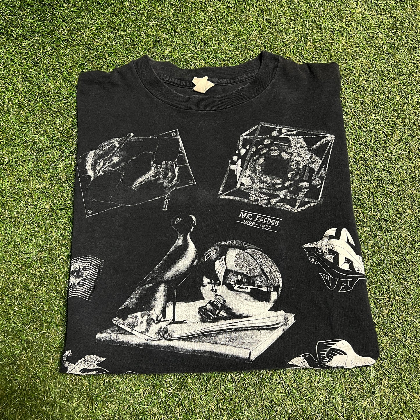 1991 MC Escher Longsleeve Black Art Tee Size XL USED v15307