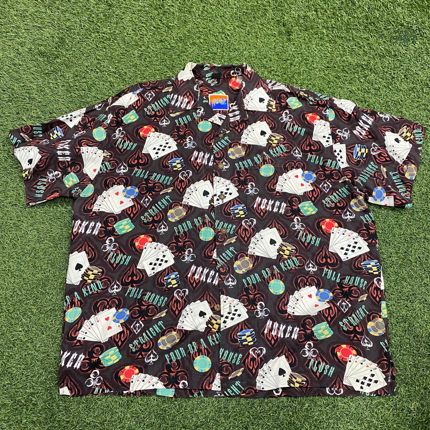 Dem Crazy Poker Player Button Up Shirt Size XXL USED v14873