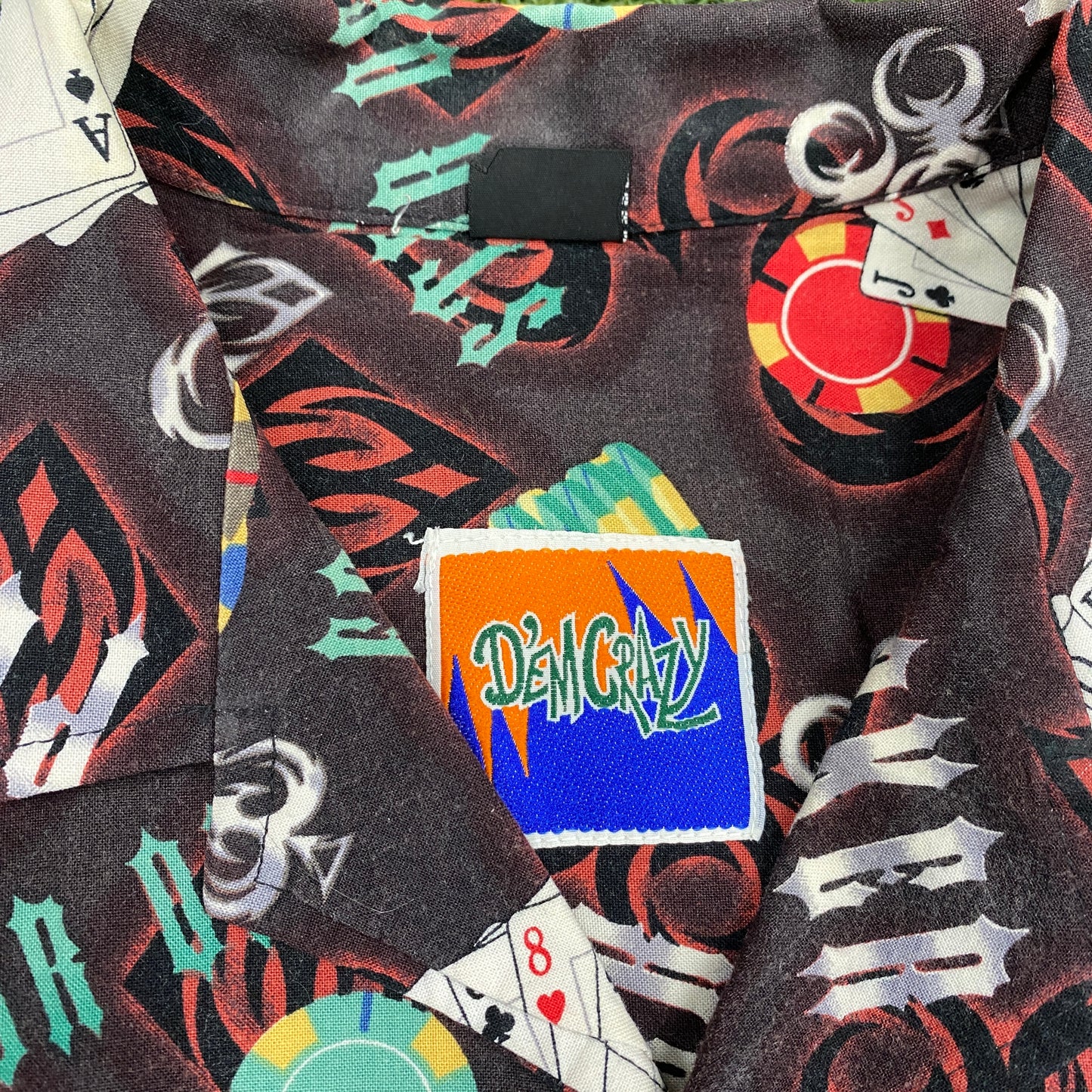 Dem Crazy Poker Player Button Up Shirt Size XXL USED v14873