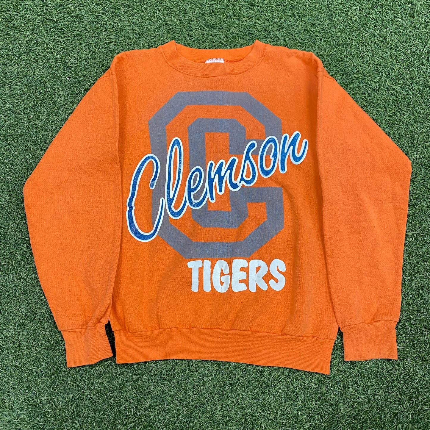 1990s Clemson Tigers Logo Orange Crewneck Size Small USED v14879