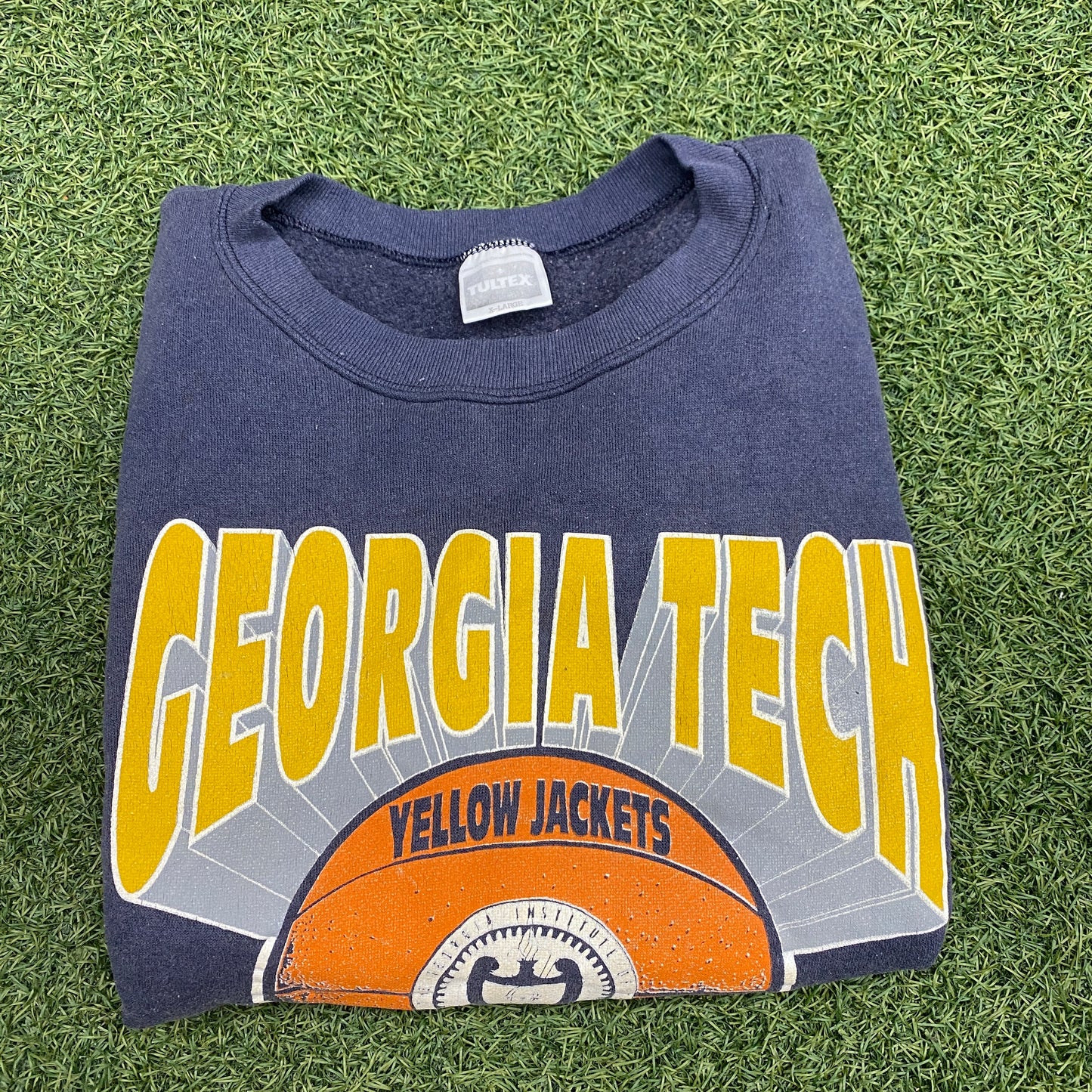 1992 Georgia Tech Yellow Jackets Navy Blue Crewneck Size XL USED v14877