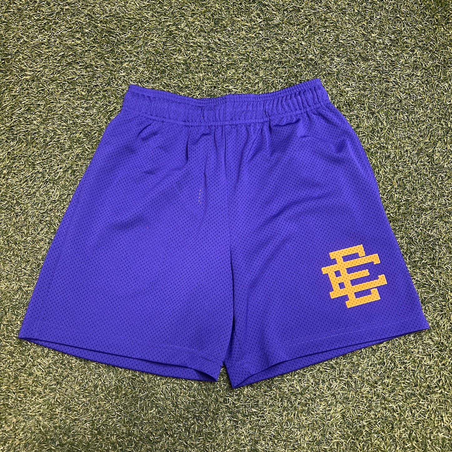 Eric Emanuel Purple Shorts Yellow Logo Size Medium NEW x8277