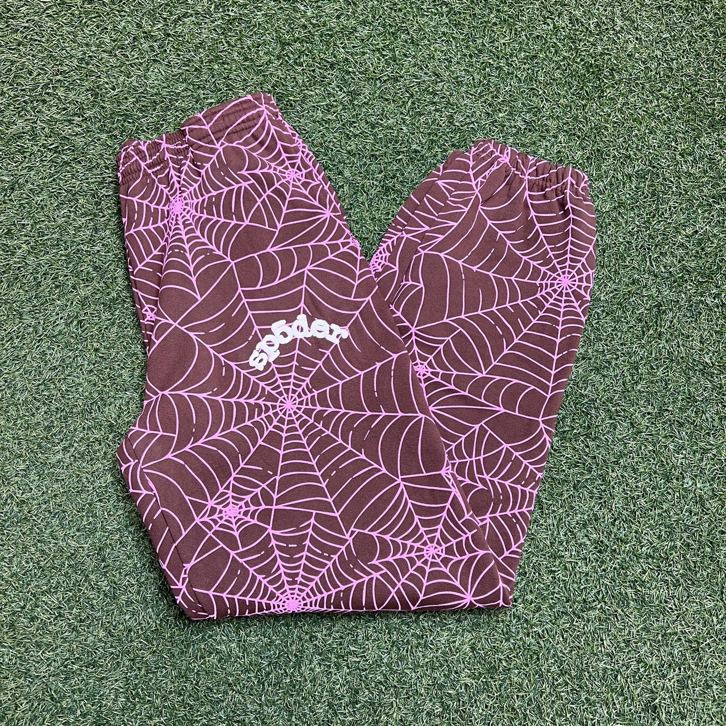 Sp5der AOP brown sweatpants Size Large NEW x9936