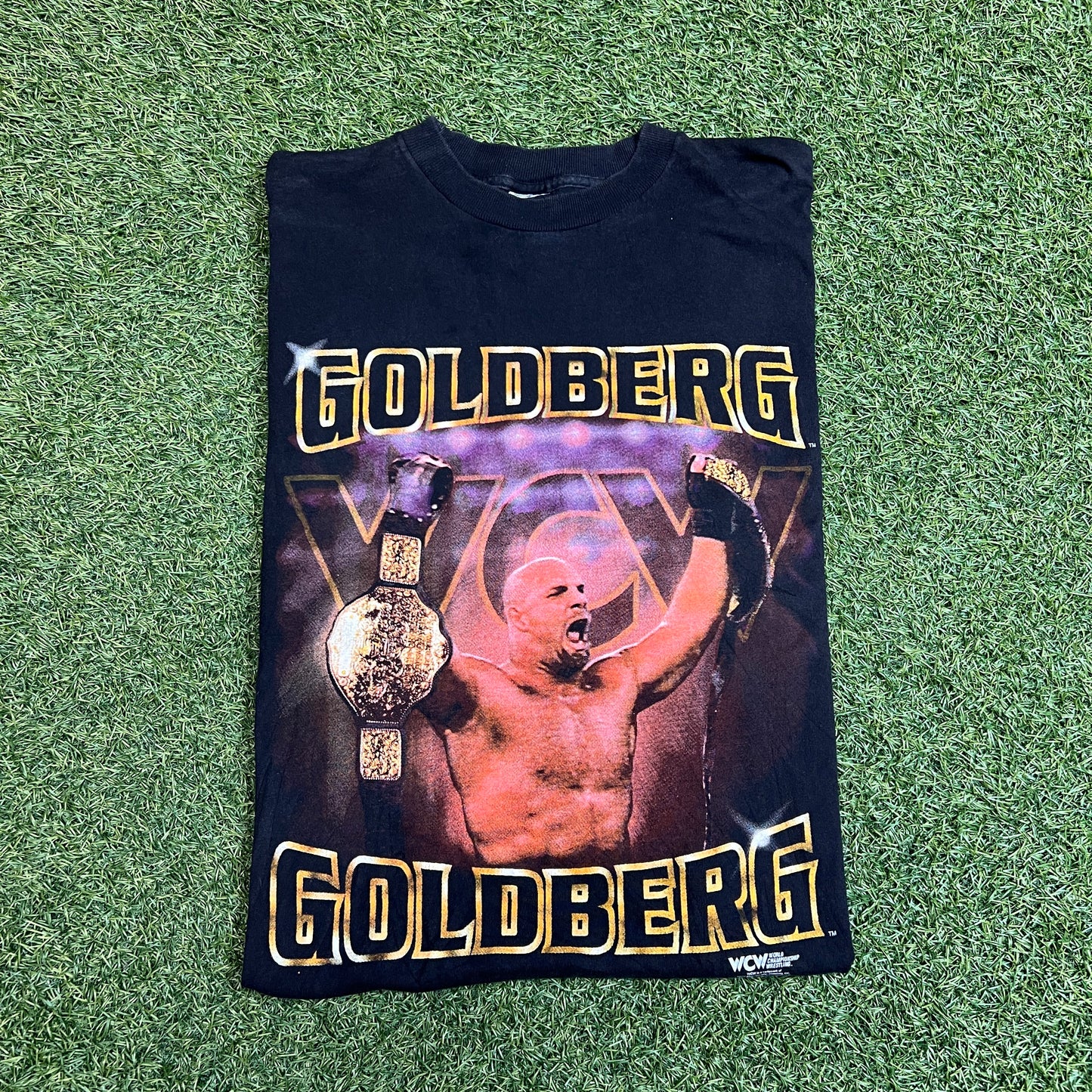 1998 Goldberg Two Belts Tee Black Size XL USED v13036