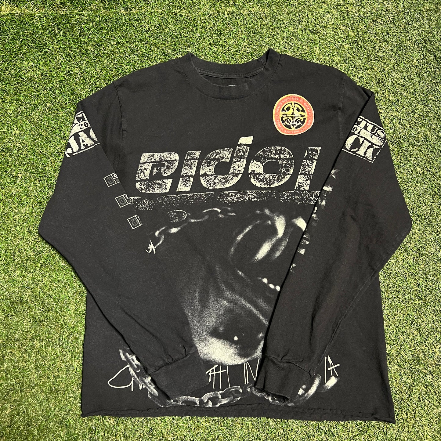 Travis Scott Utopia Metlife eldol Black Cropped Longsleeve Size Medium USED x12861