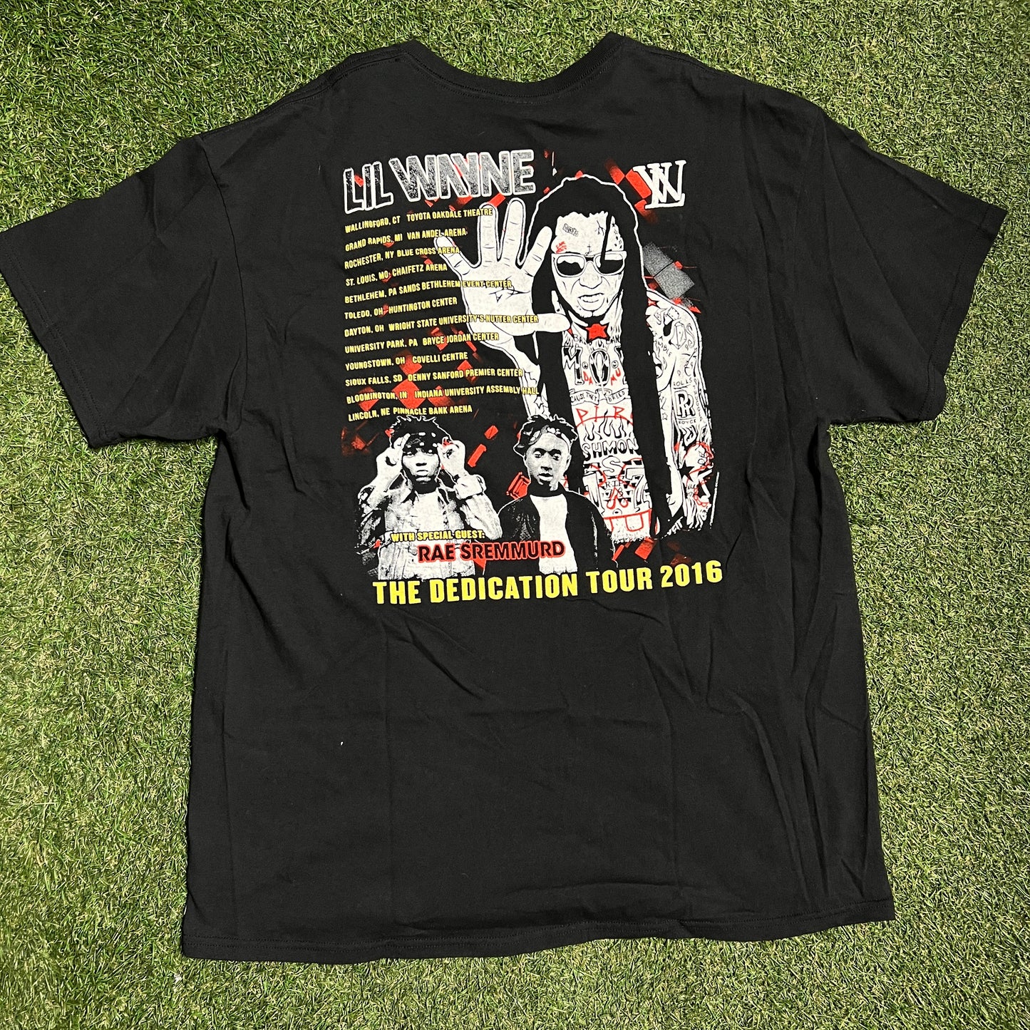 Lil wayne 2016 Tour Black Tee Size Large USED v5247