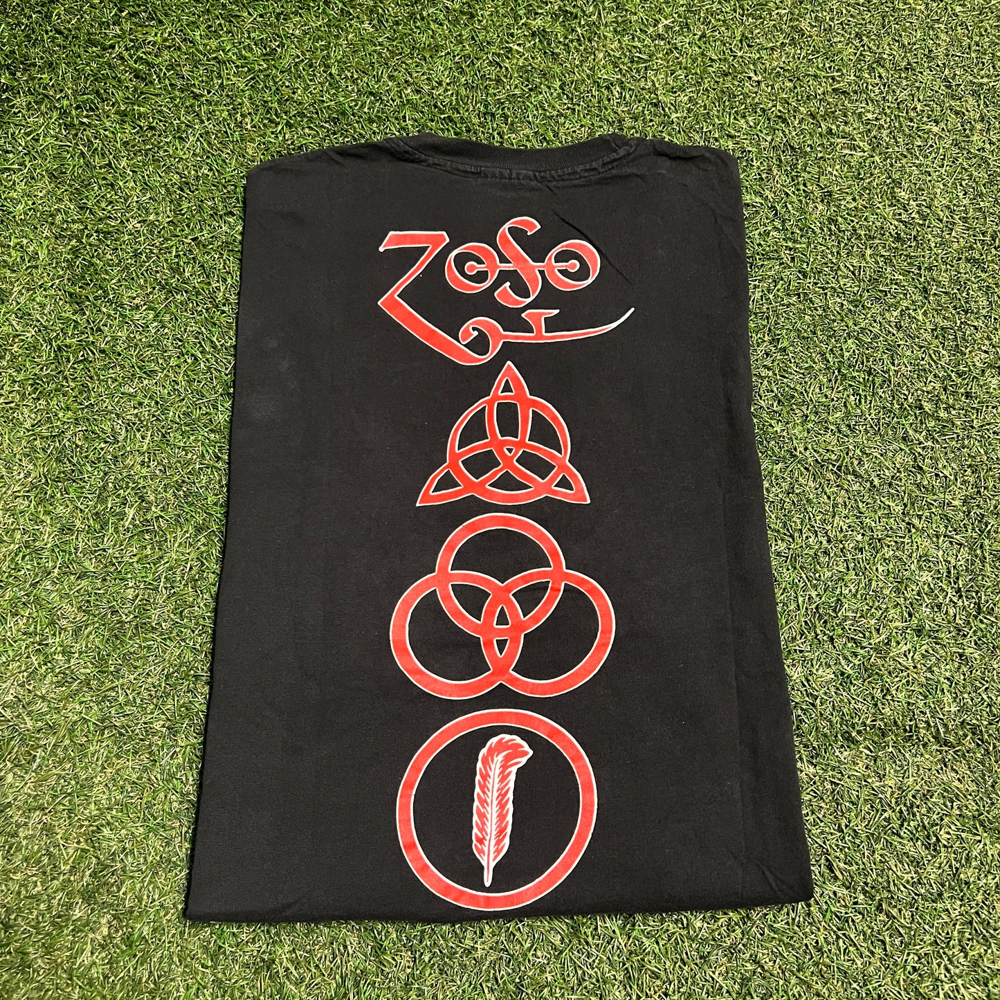 1988 Led Zeppelin Wizard Zoso Blimp Black Tee Size XL USED v15388