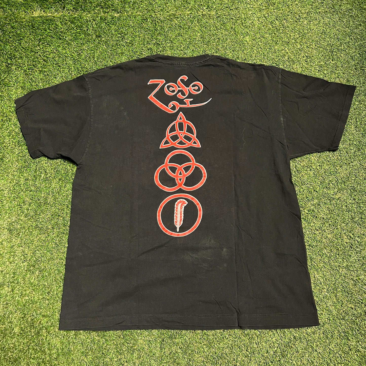 1988 Led Zeppelin Wizard Zoso Blimp Black Tee Size XL USED v15388
