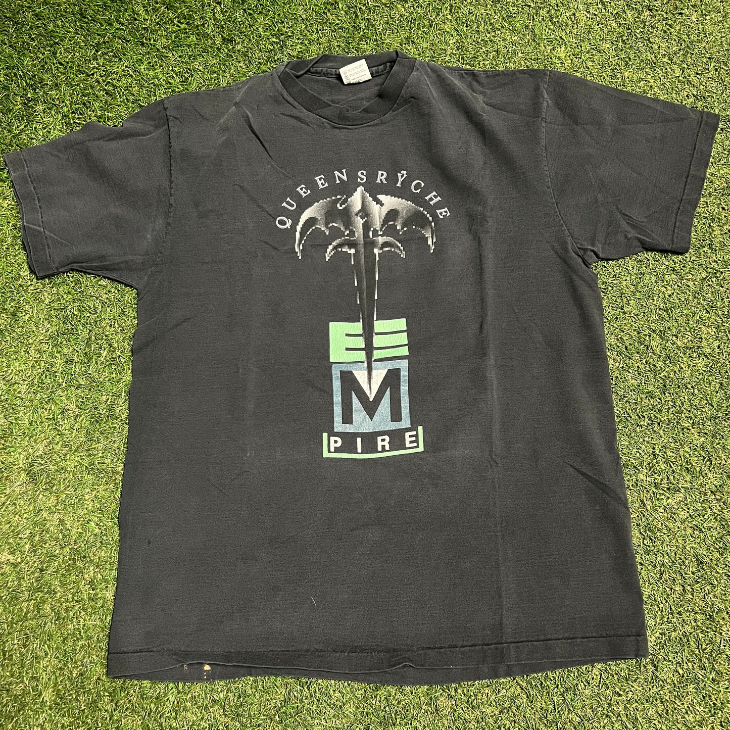 1991 Queensryche Pire Tour Black Tee Size XL USED v15390